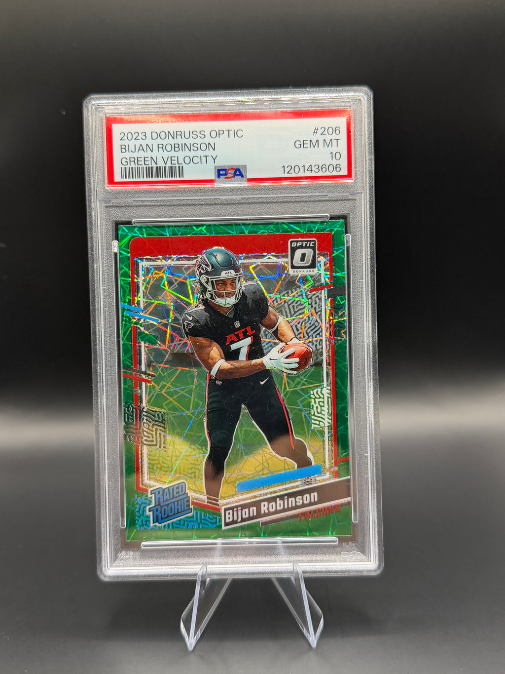 2023 Donruss Optic Bijan Robinson Green Velocity RC