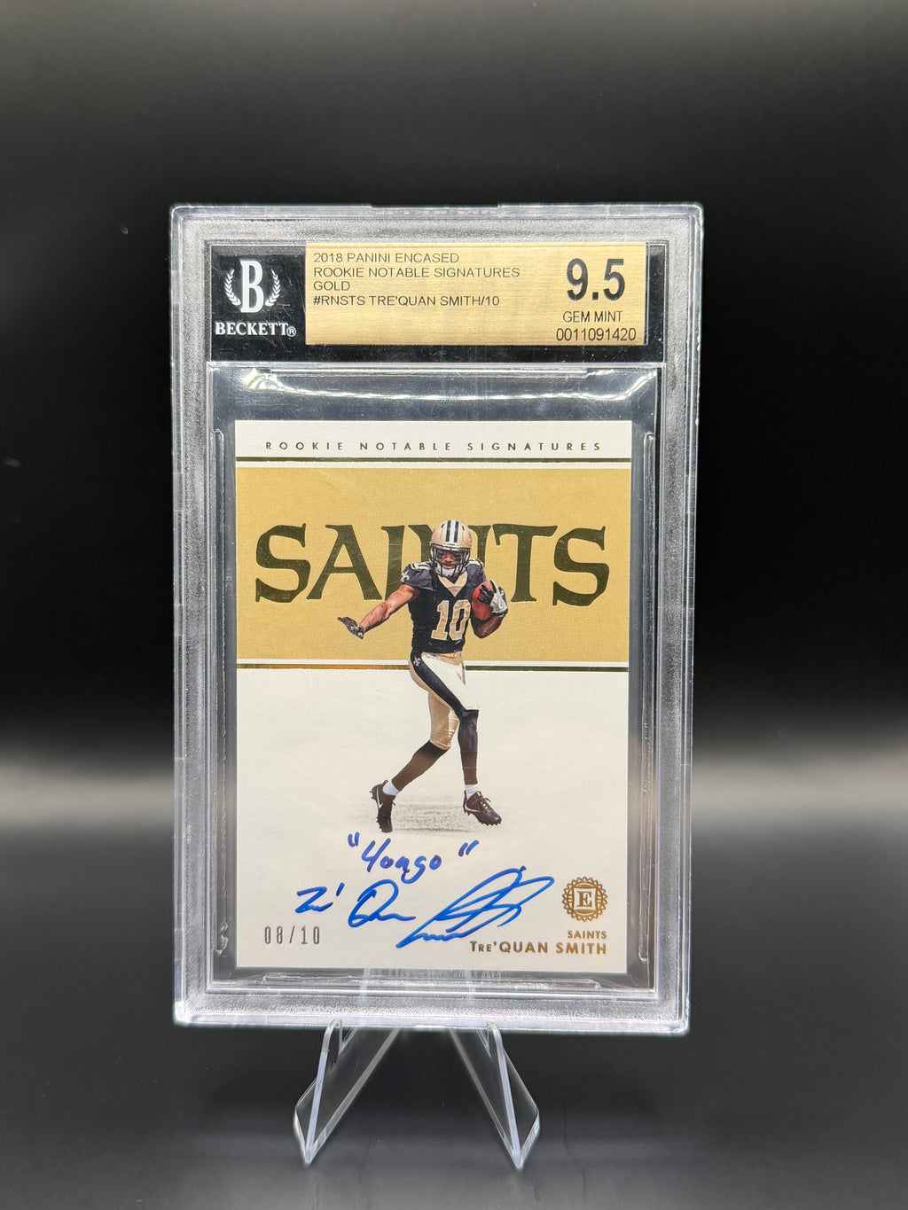 2018 Panini Encased Rookie Notables Signatures Gold #RNSTS Tre'Quan Smith /10