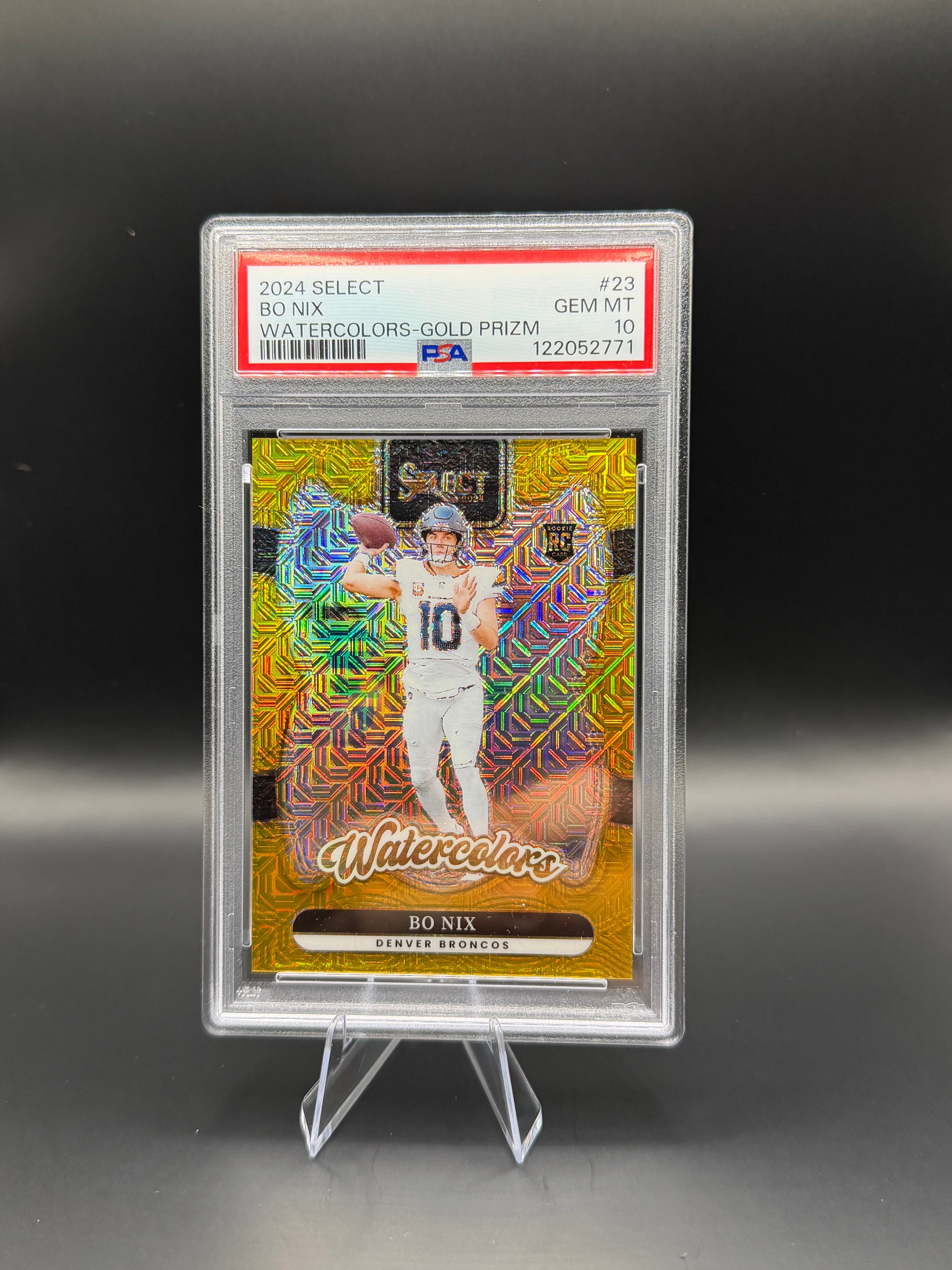 2024 Select Bo Nix Watercolors-Gold Prizm /10