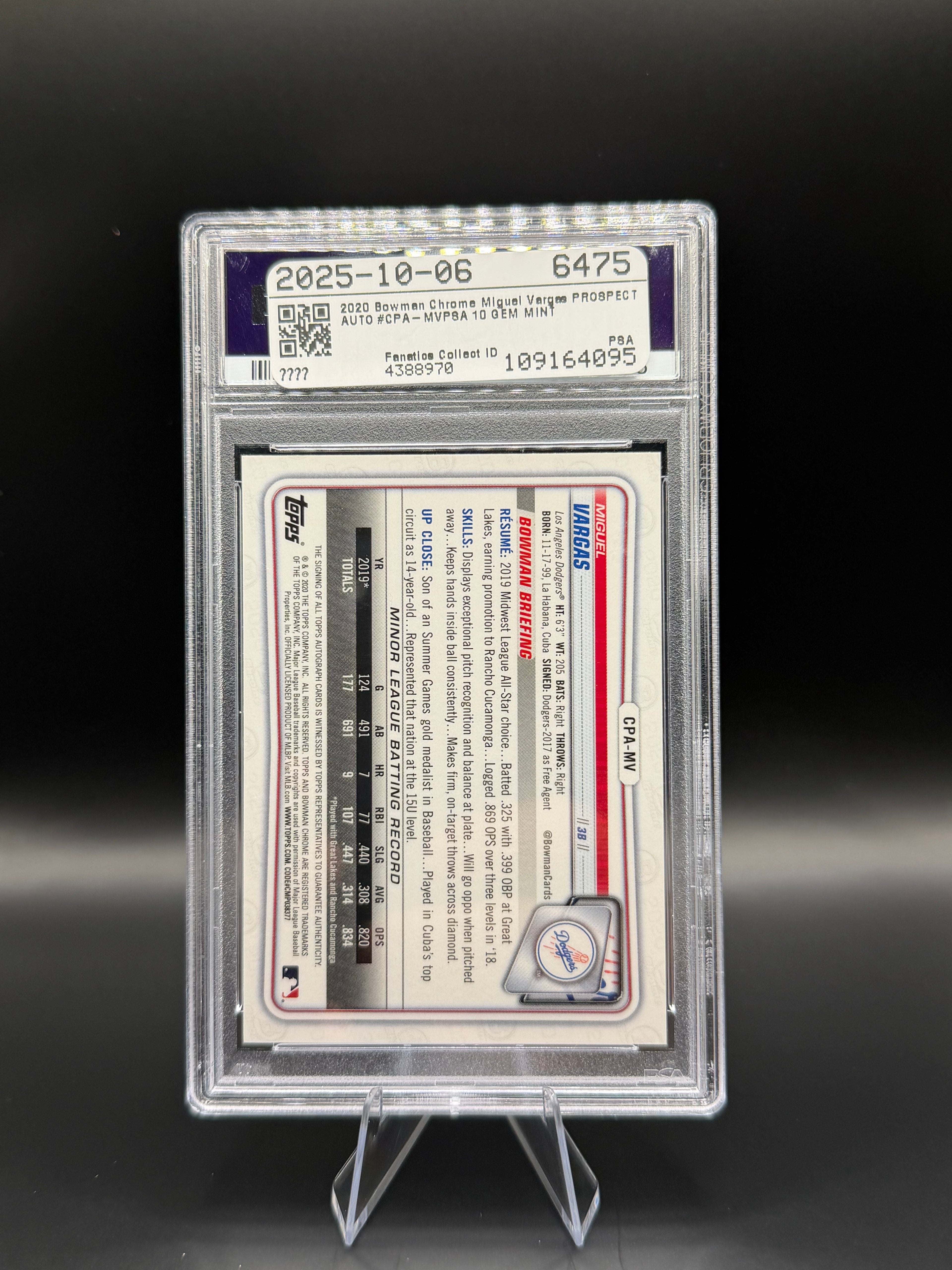 2020 Bowman Chrome Miguel Vargas Prospect Autograph