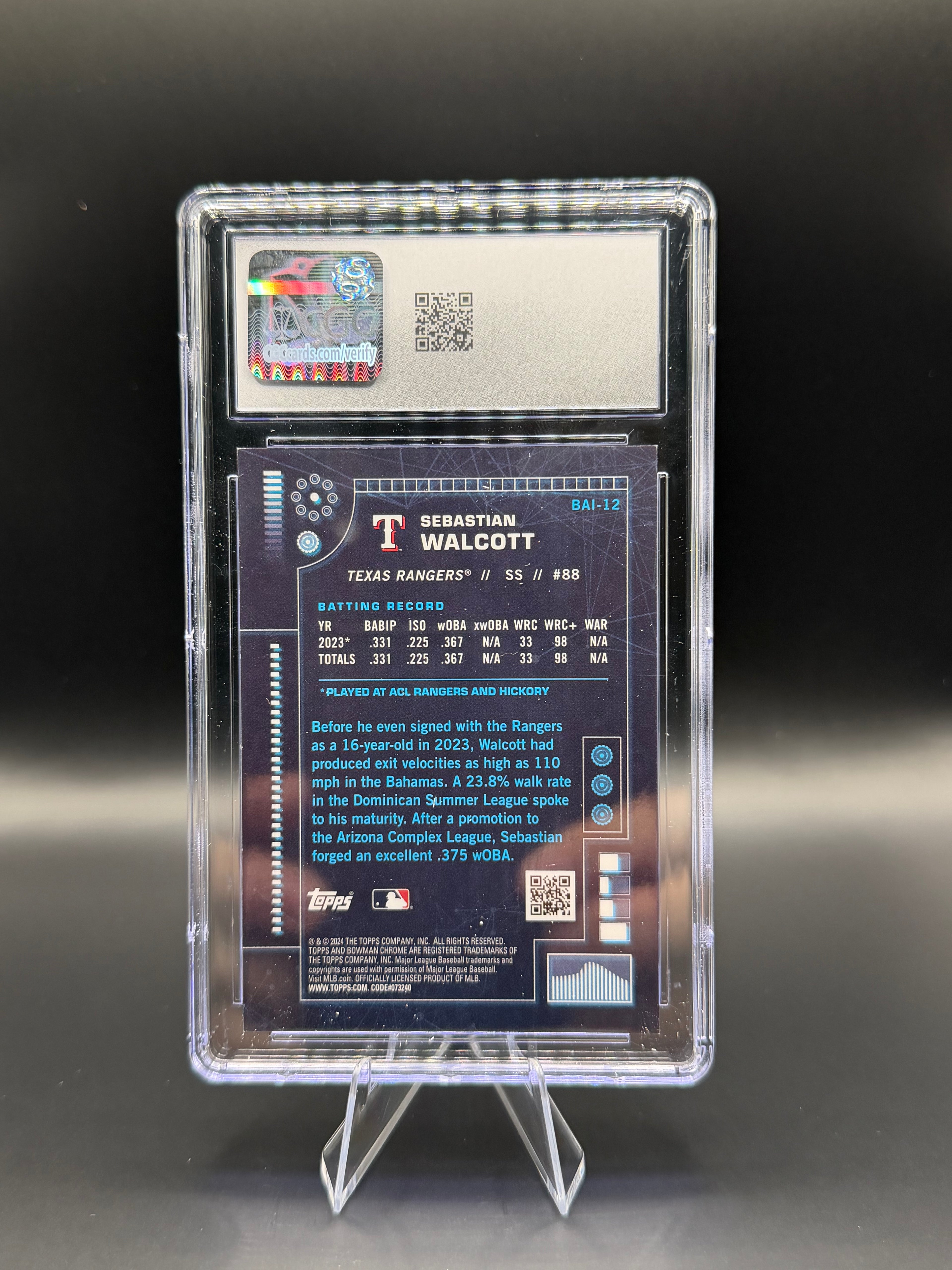 2024 Bowman A.I. #BAI-12 Sebastian Walcott Aqua Refractor /125