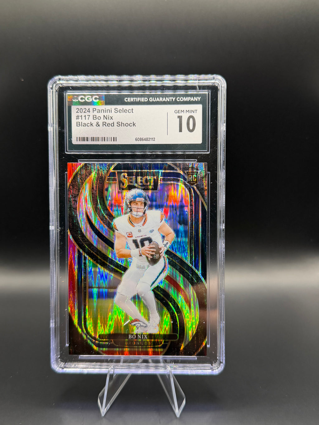 2024 Panini Select #117 Bo Nix Black & Red Shock RC