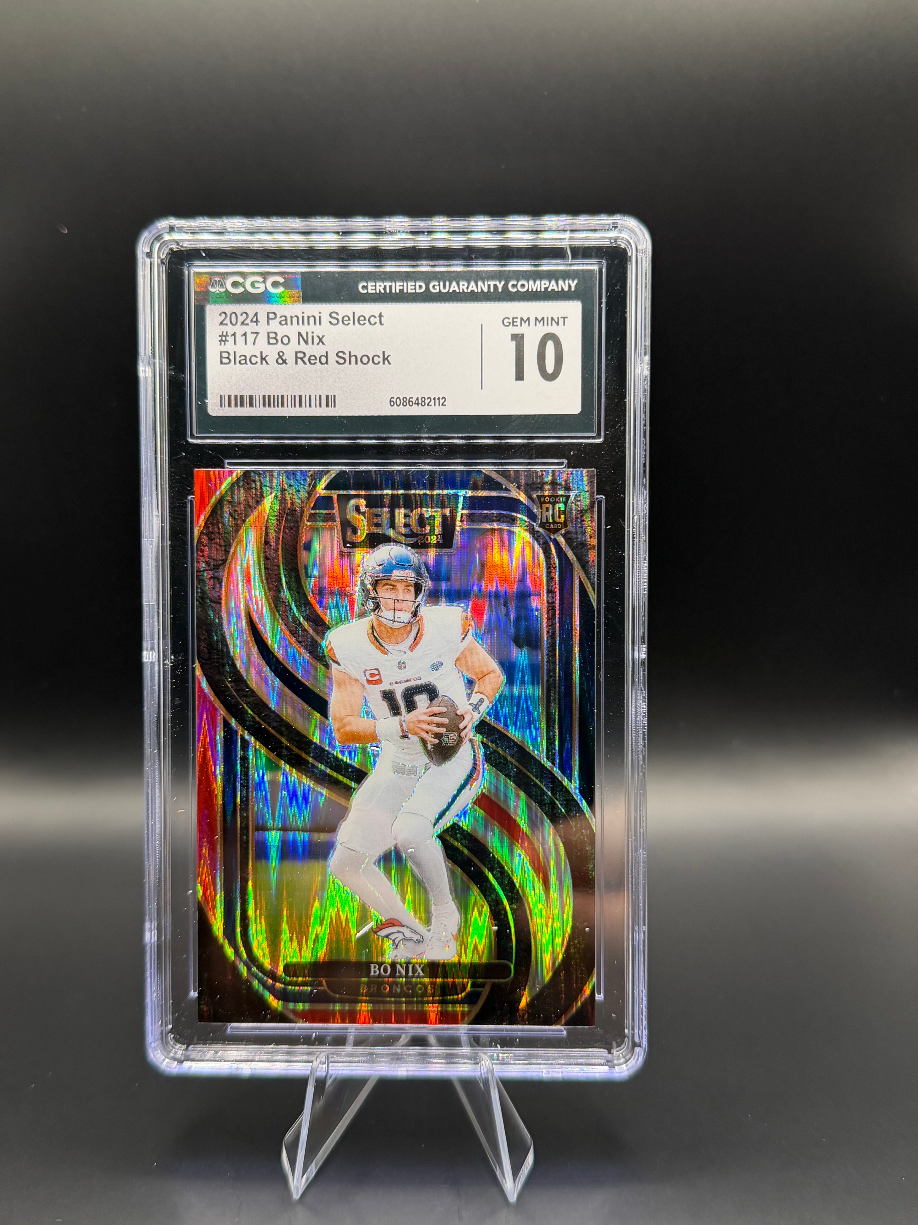 2024 Panini Select #117 Bo Nix Black & Red Shock RC