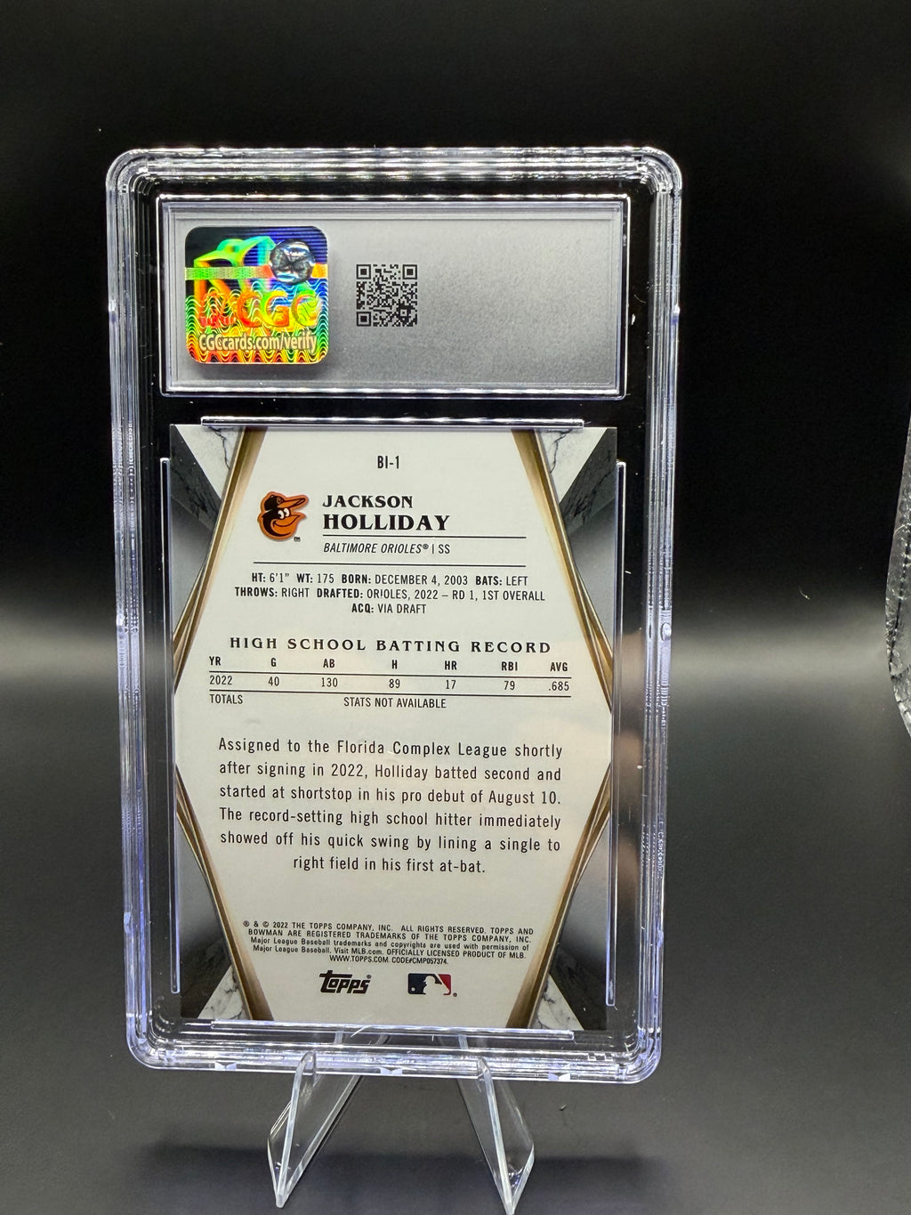 2022 Bowman Draft Bowman Invicta #BI-1 Jackson Holliday