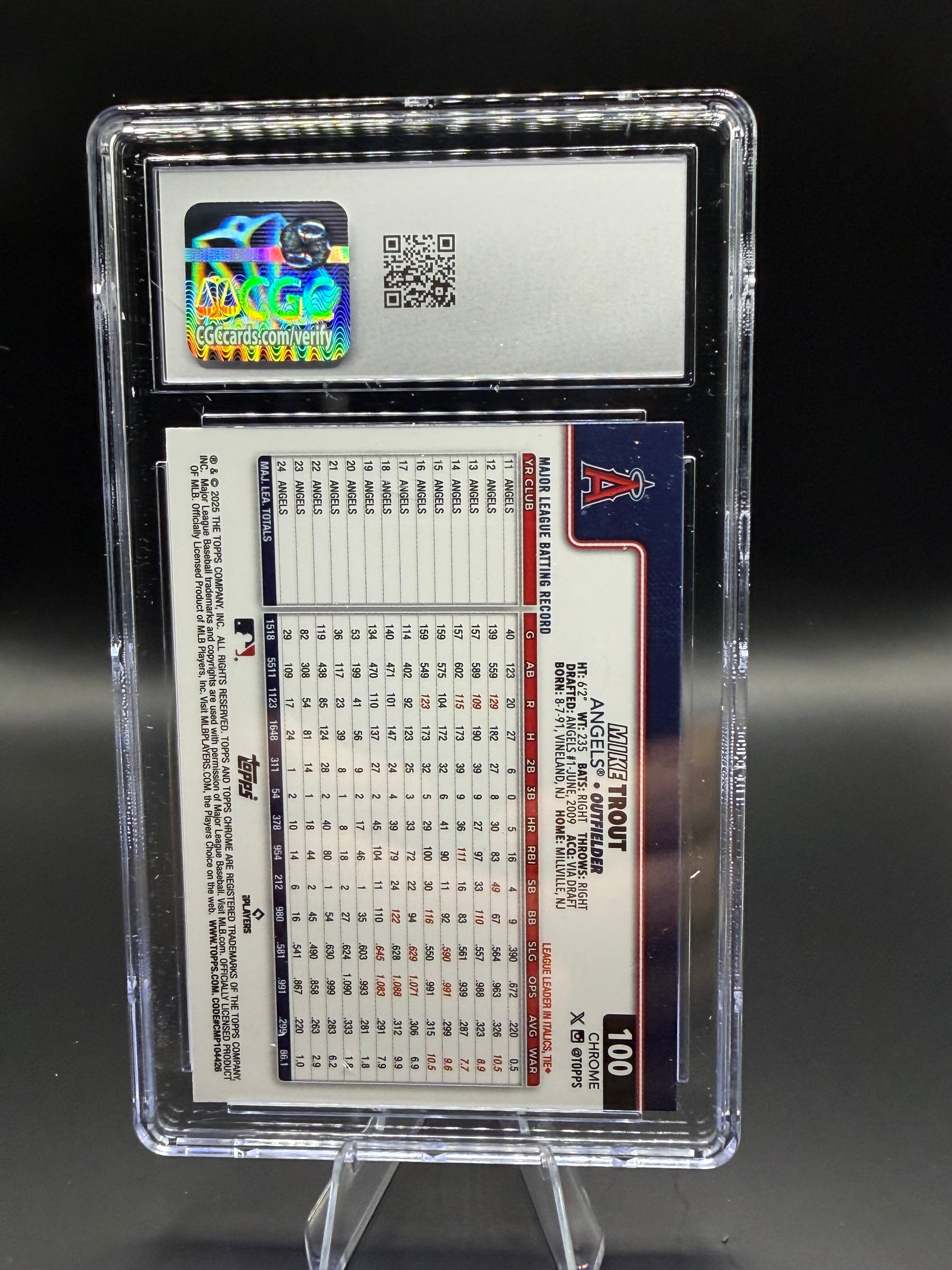 2025 Topps Chrome #100 Mike Trout Aqua Lava Refractor /199