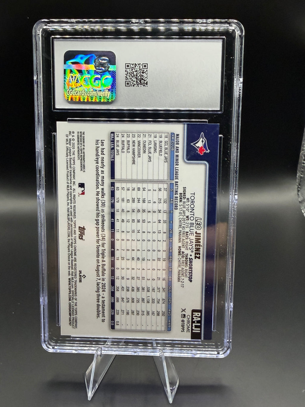 2025 Topps Chrome Rookie Autographs #RA-LJI Leo Jimenez Purple Refractor /250