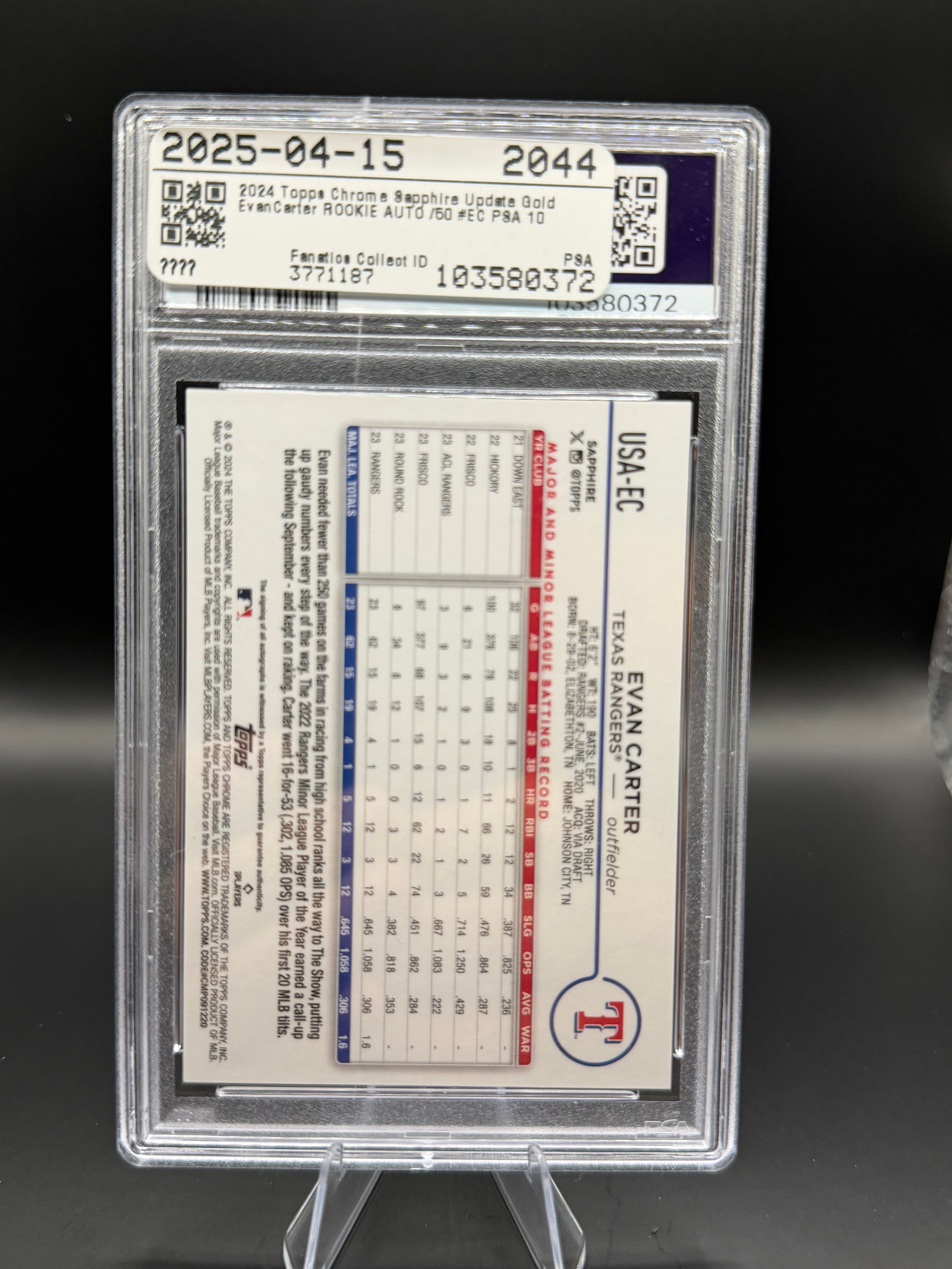 2024 Topps Chrome UPD S/E Evan Carter Autograph-Gold /50