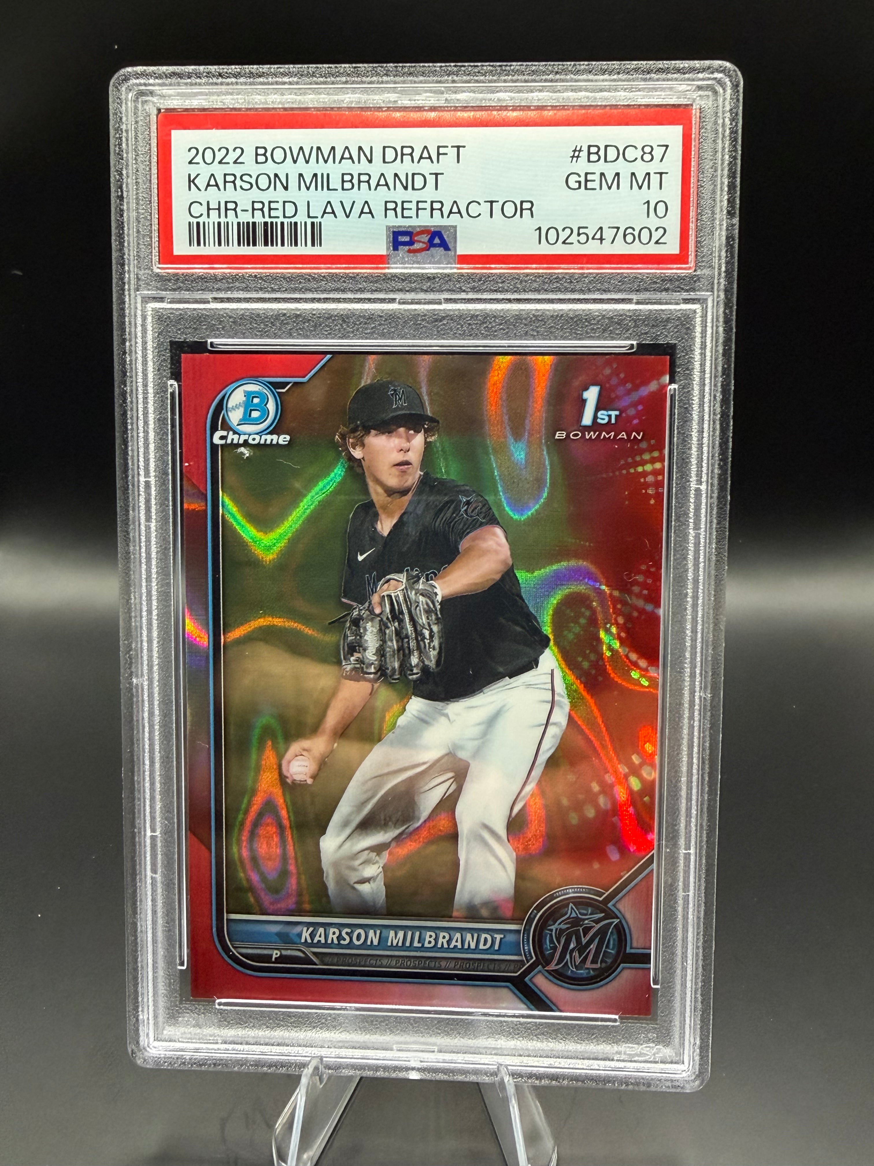 2022 Bowman Draft Karson Milbrandt CHR- Red Lava Refractor RC /5