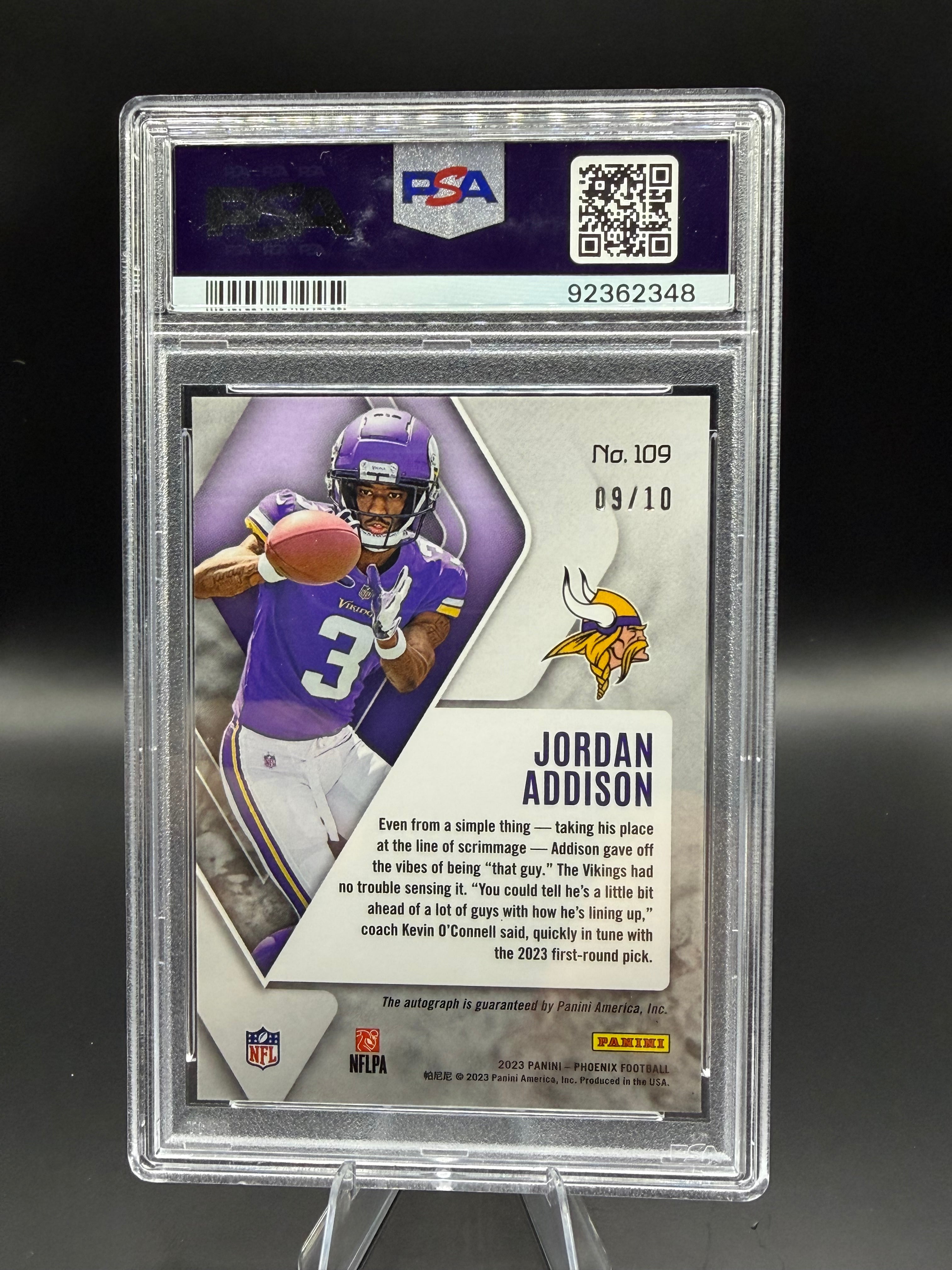 2023 Phoenix Jordan Addison Autograph-Black Seismic RC /10