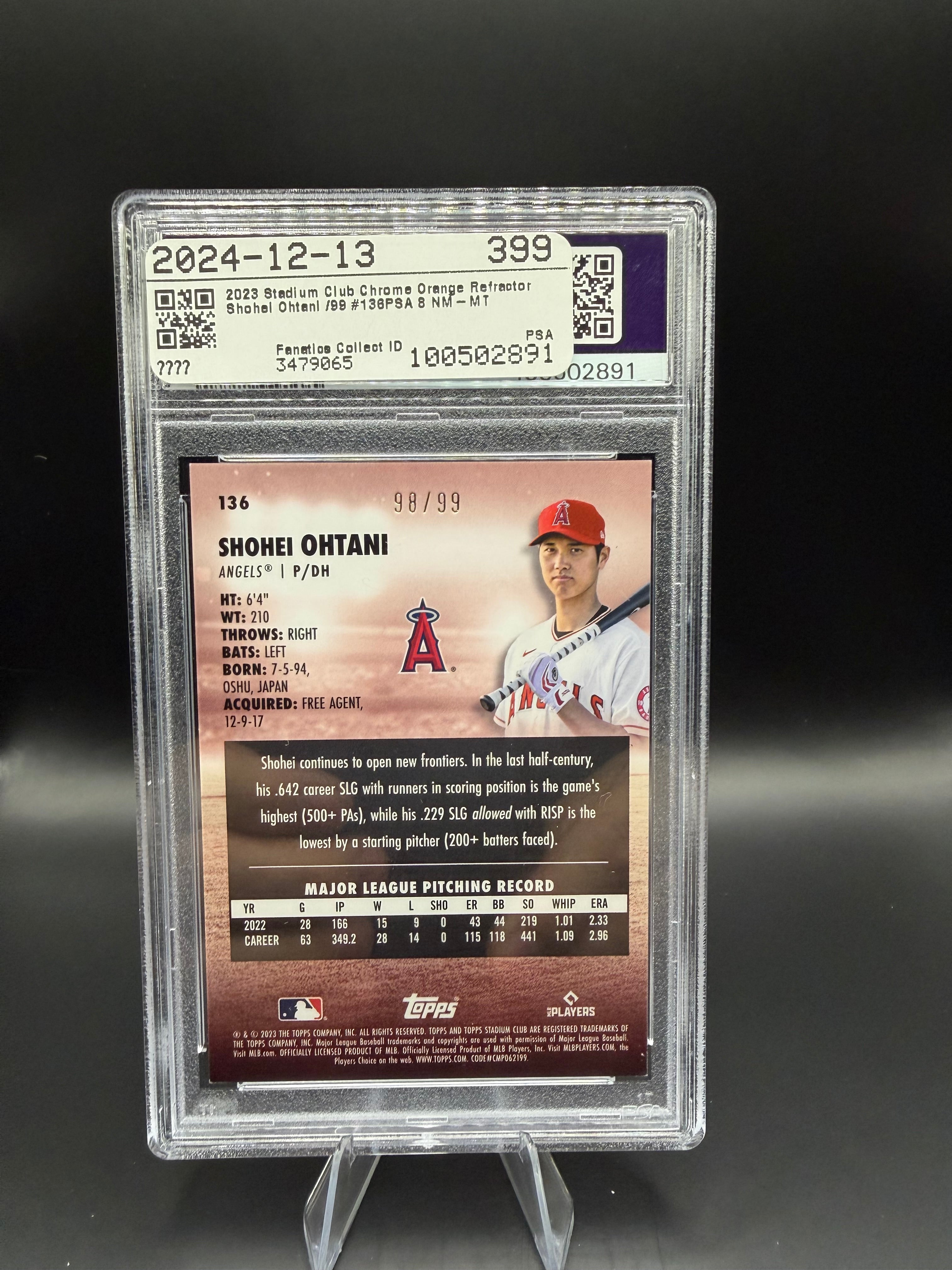 2023 Stadium Club Shohei Ohtani Chrome-Orange Refractor /99