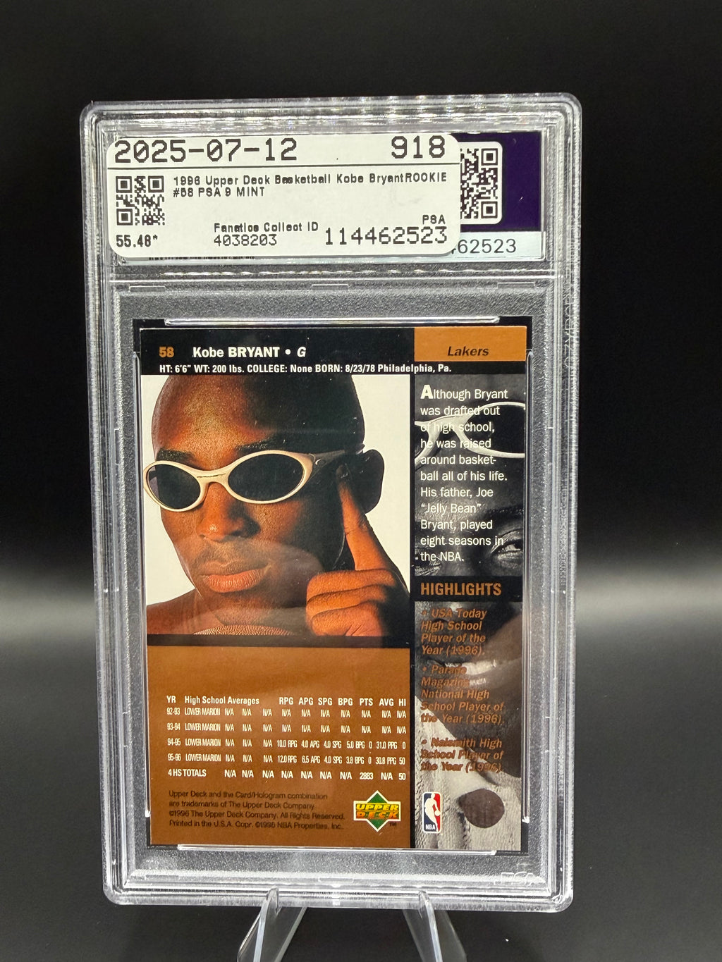 1996 Upper Deck Kobe Bryant RC