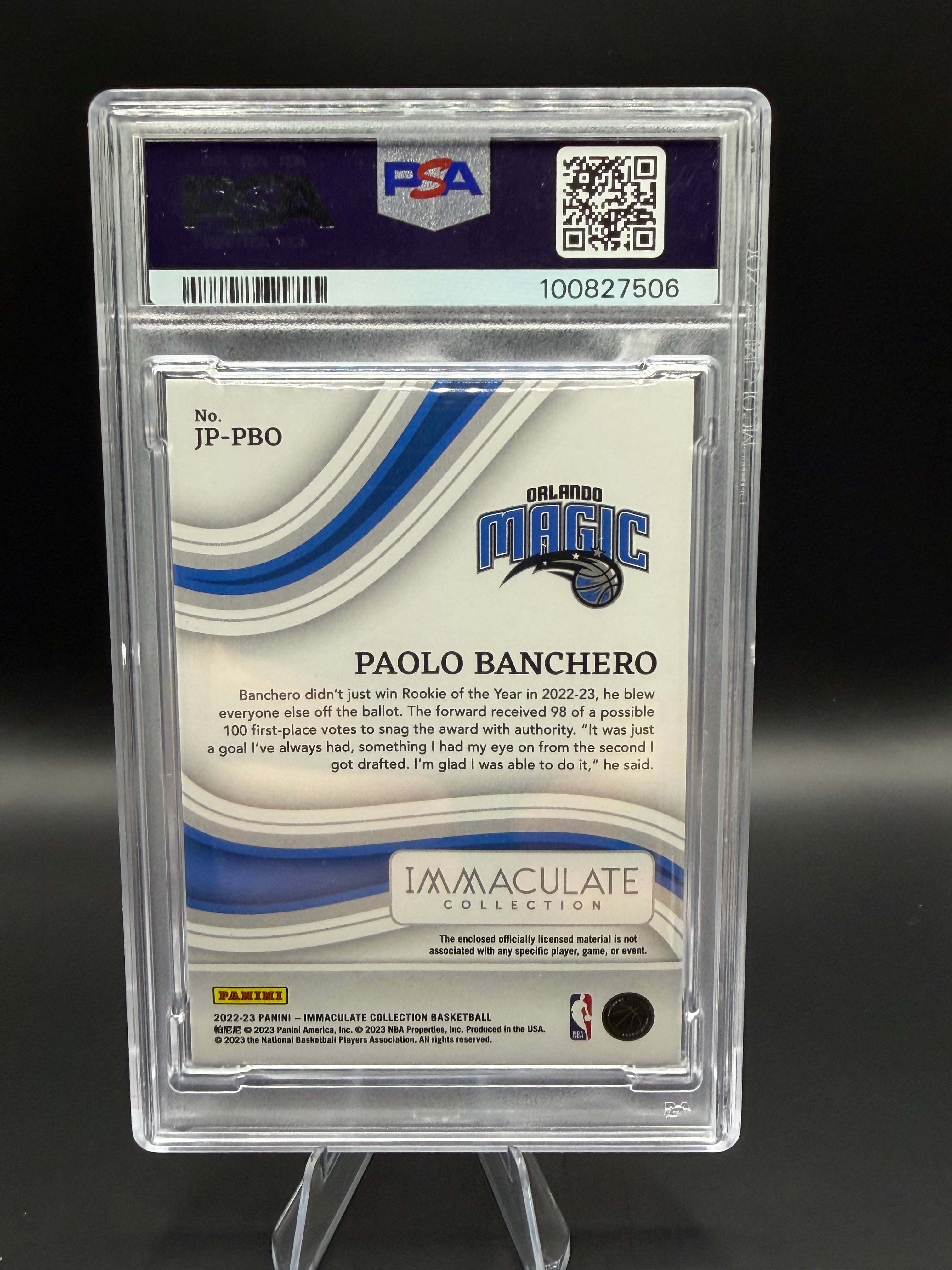 2022 Immaculate Paolo Banchero Jumbo Patch-Team Logo RC /28