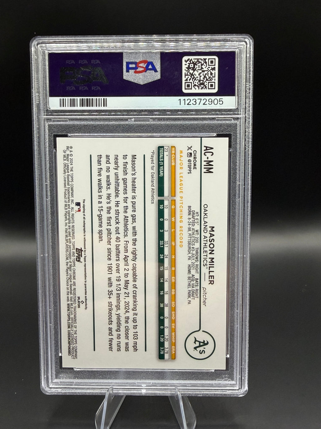 2024 Topps Chrome UPD Mason Miller Autograph-Blue Raywave /150