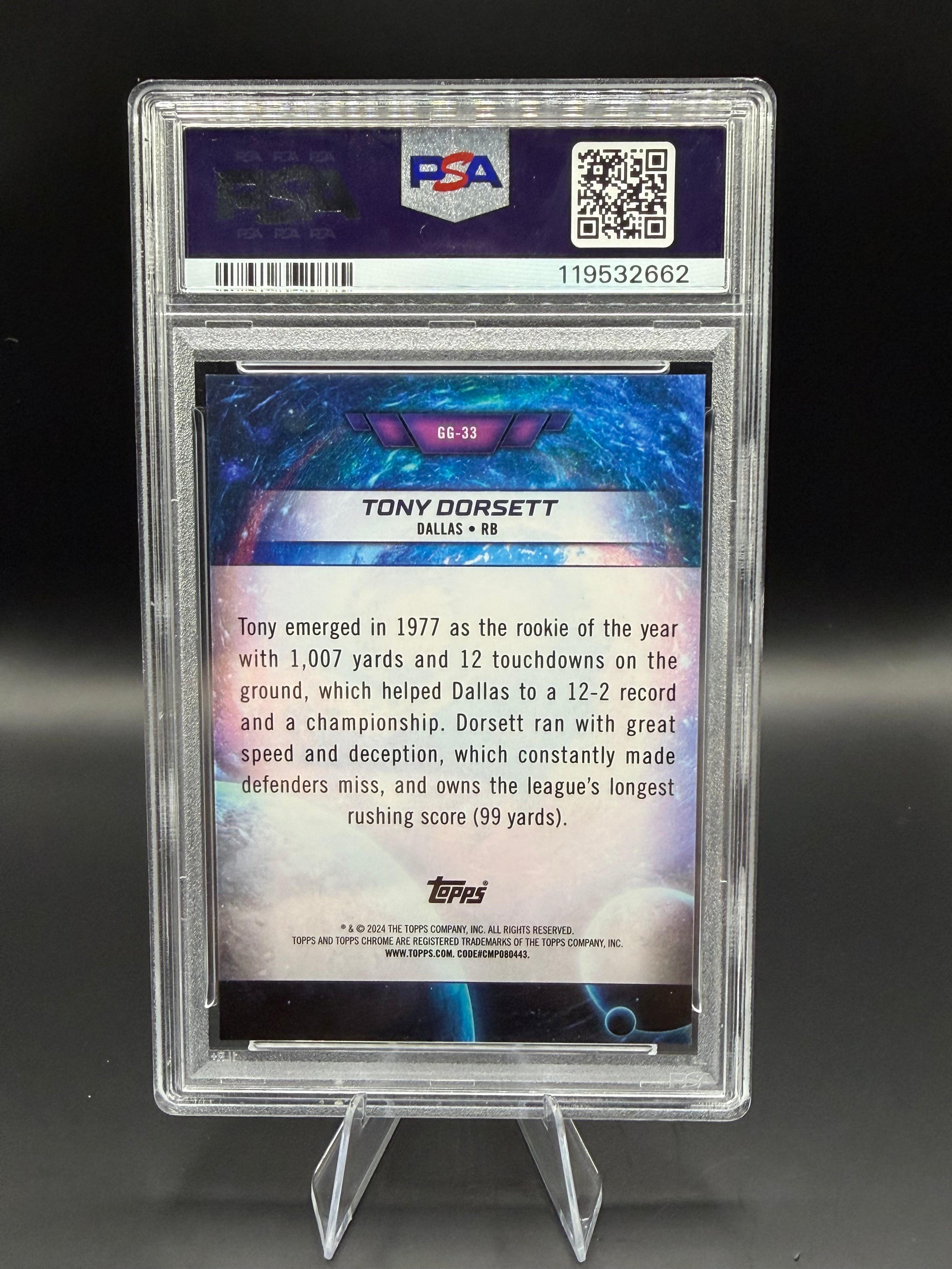 2024 Topps Cosmic Chrome Tony Dorsett Galaxy Greats-Black Eclipse /10