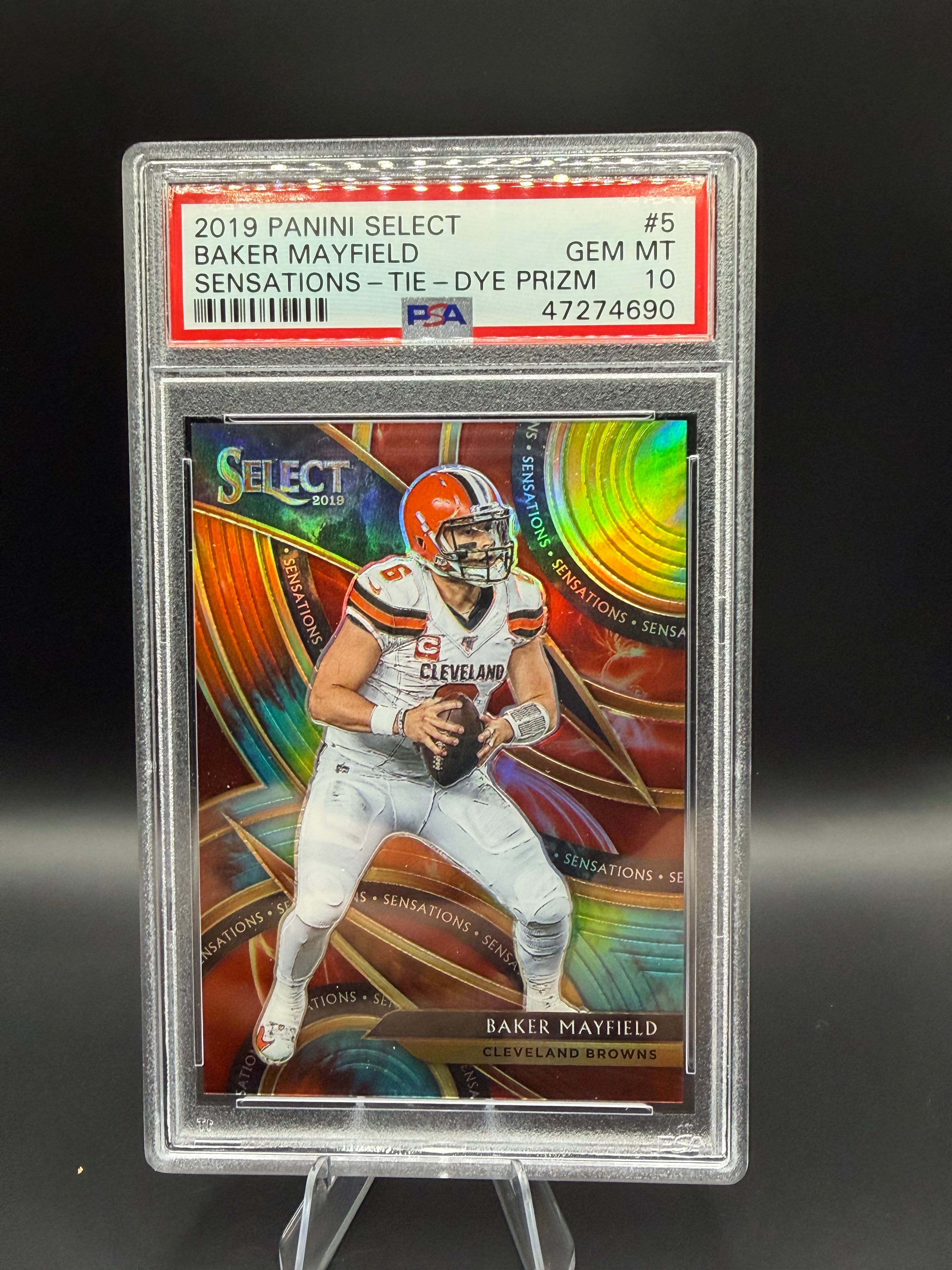2019 Panini Select Baker Mayfield Sensations-Tie-Dye Prizm /25