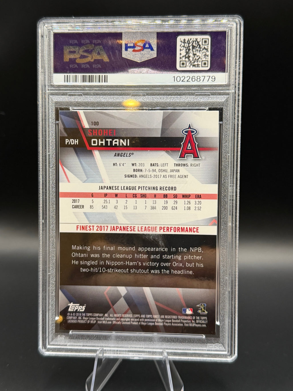 2018 Topps Finest Shohei Ohtani RC
