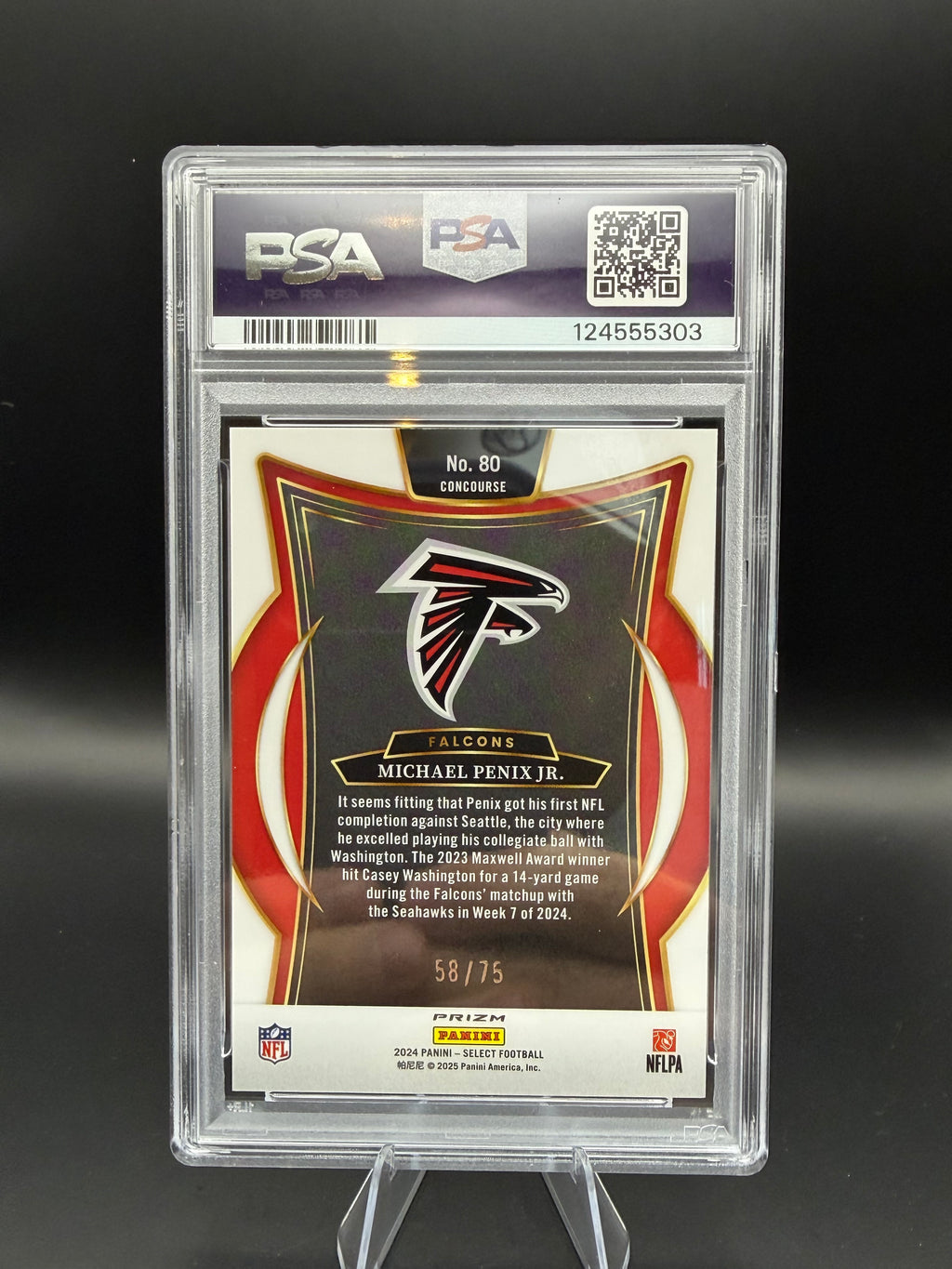 2024 Select Michael Penix Jr Purple Prizm RC /75