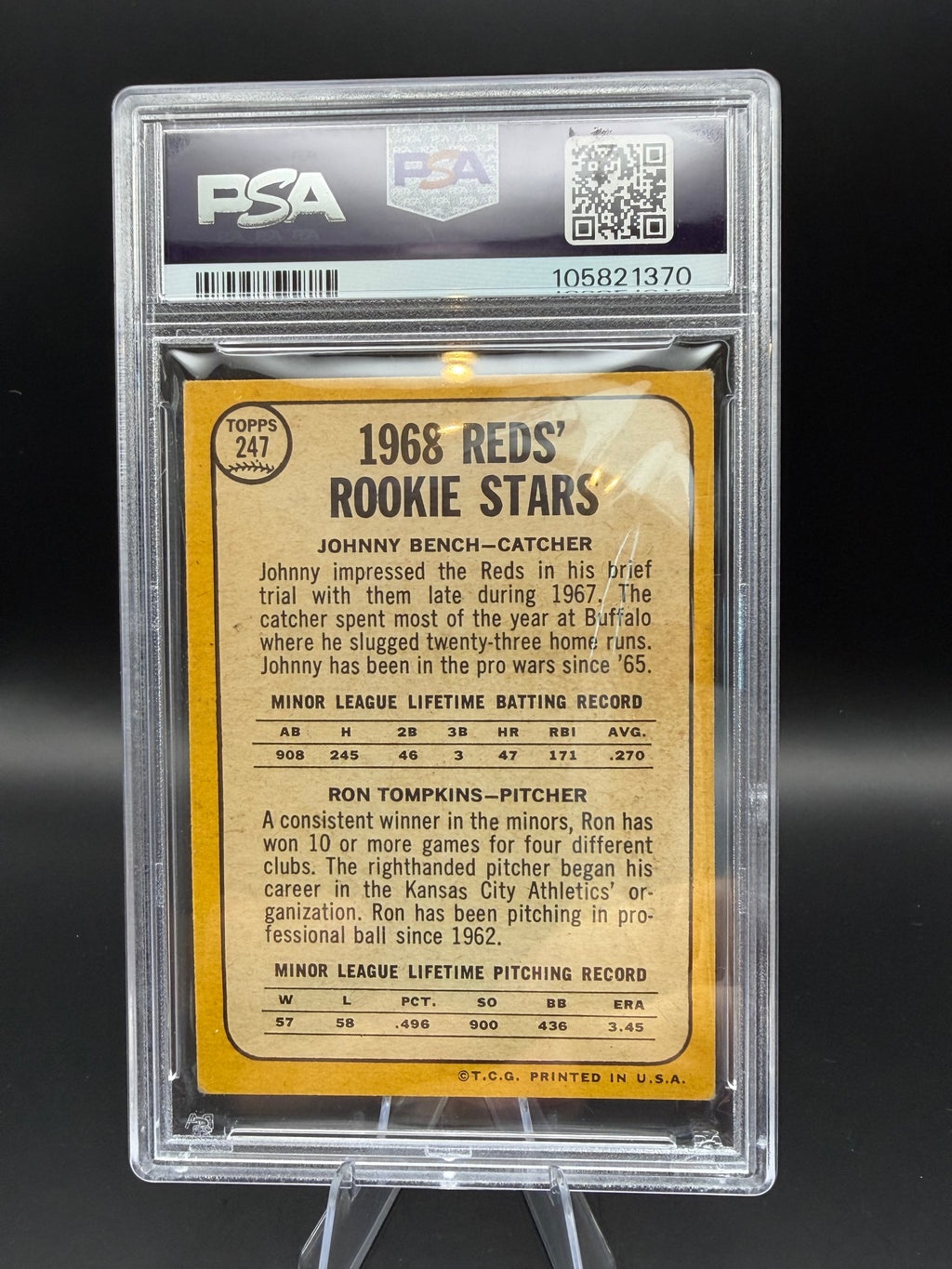 1968 Topps Reds Rookies J.Bench/R.Tompkins