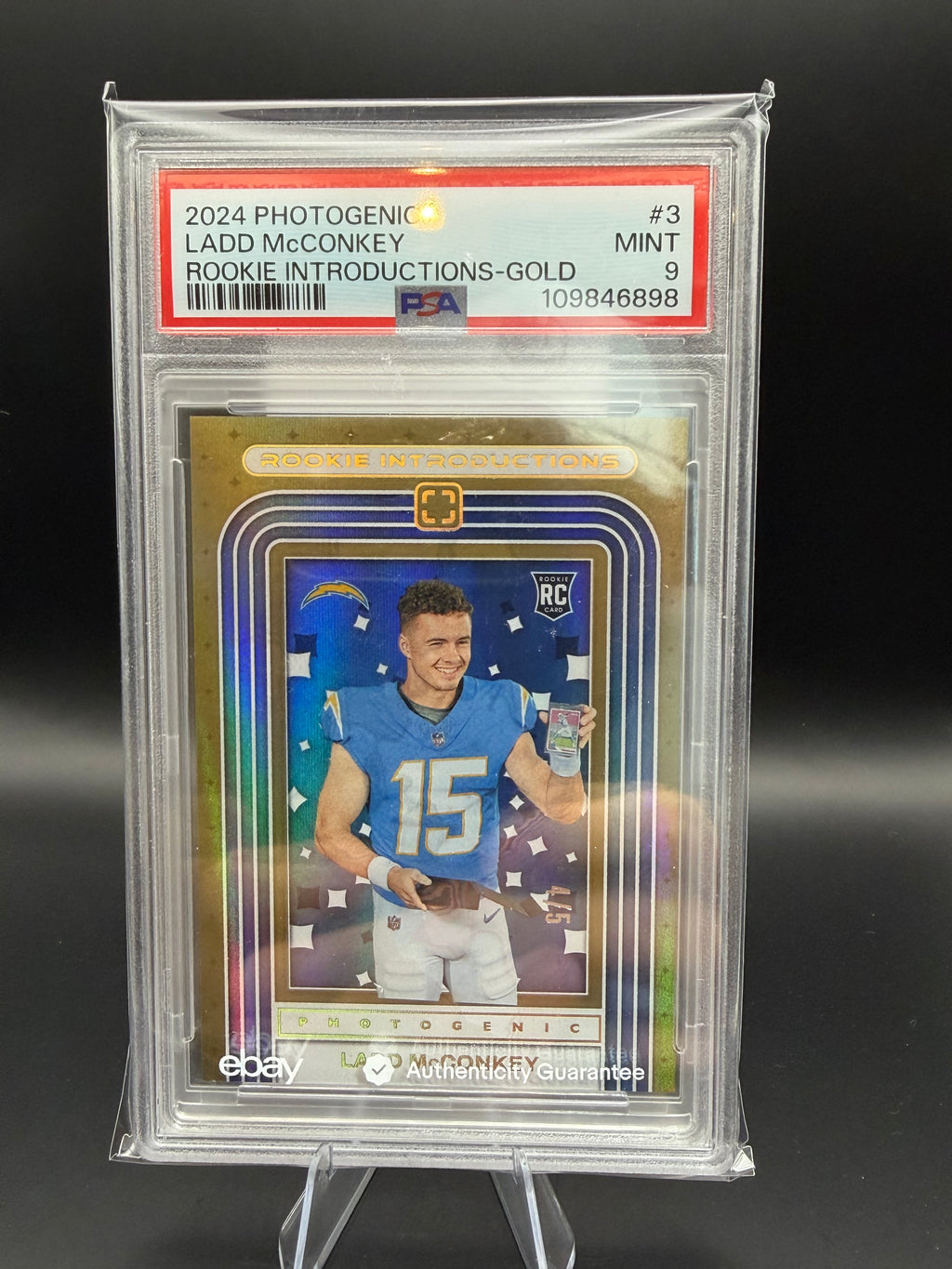 2024 Photogenic Ladd McConkey Rookie Introductions-Gold RC /5
