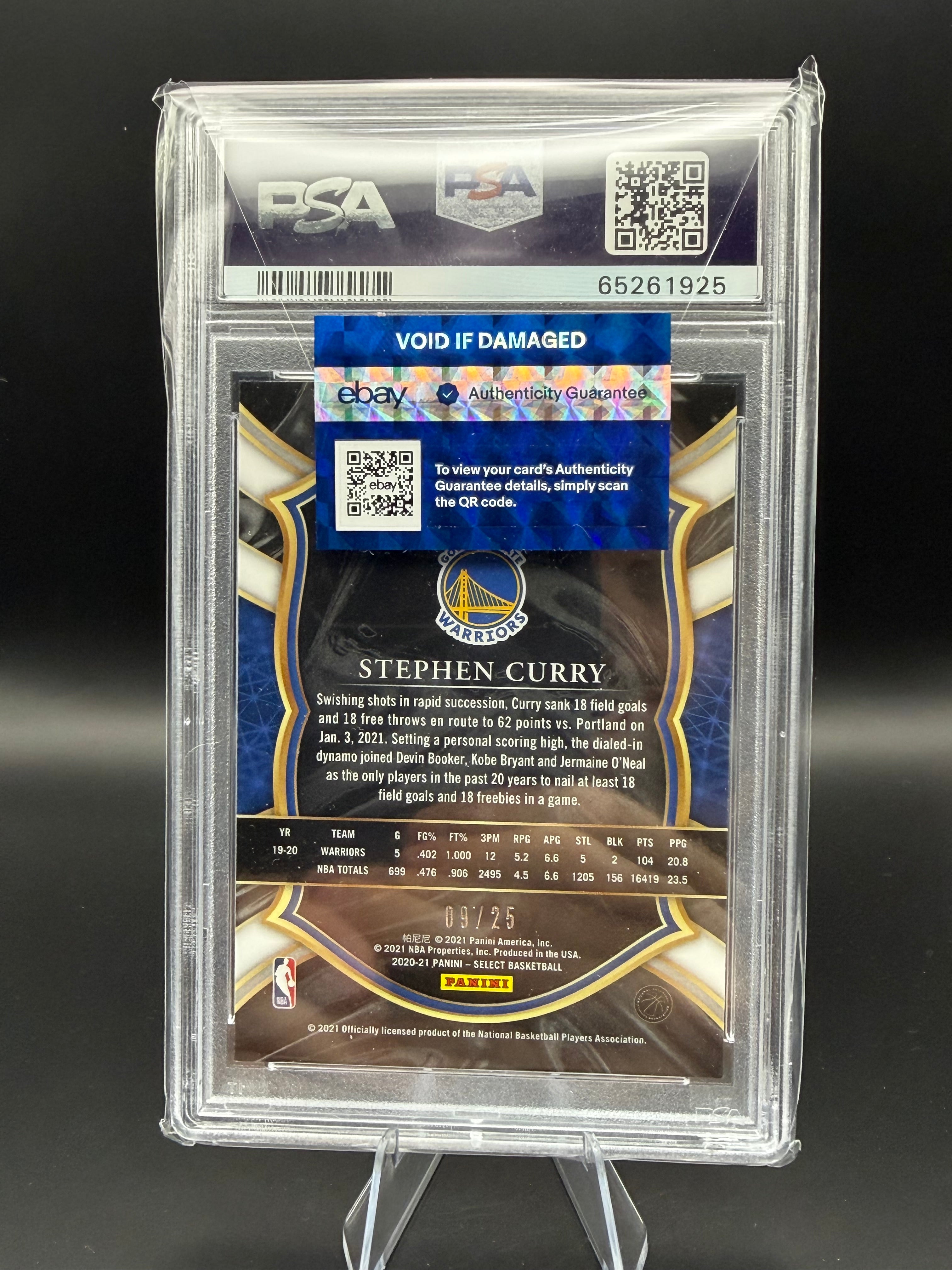 2020 Panini Select Stephen Curry Blue Disco Prizm /25