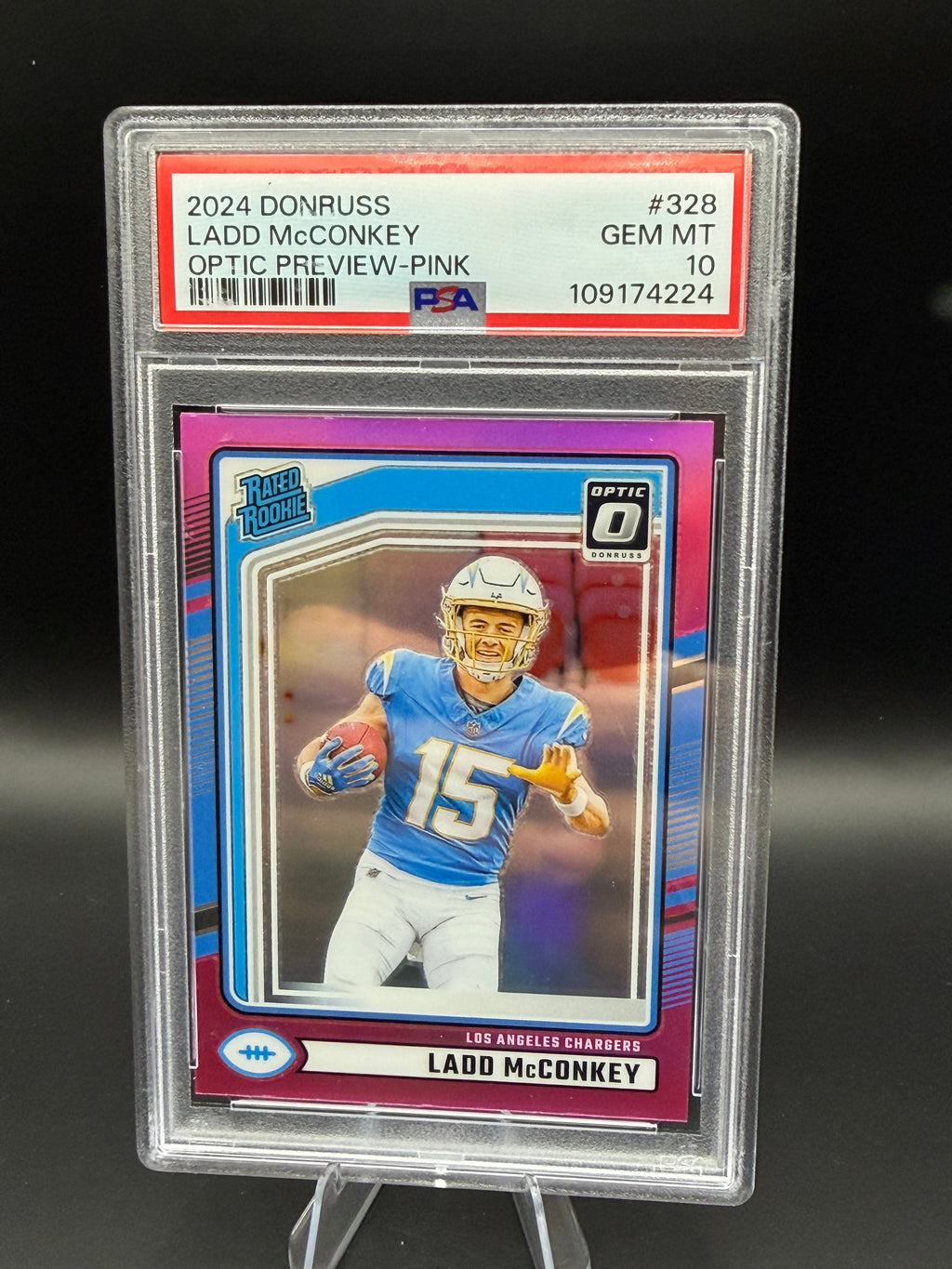 2024 Donruss Ladd McConkey Optic Preview-Pink RC