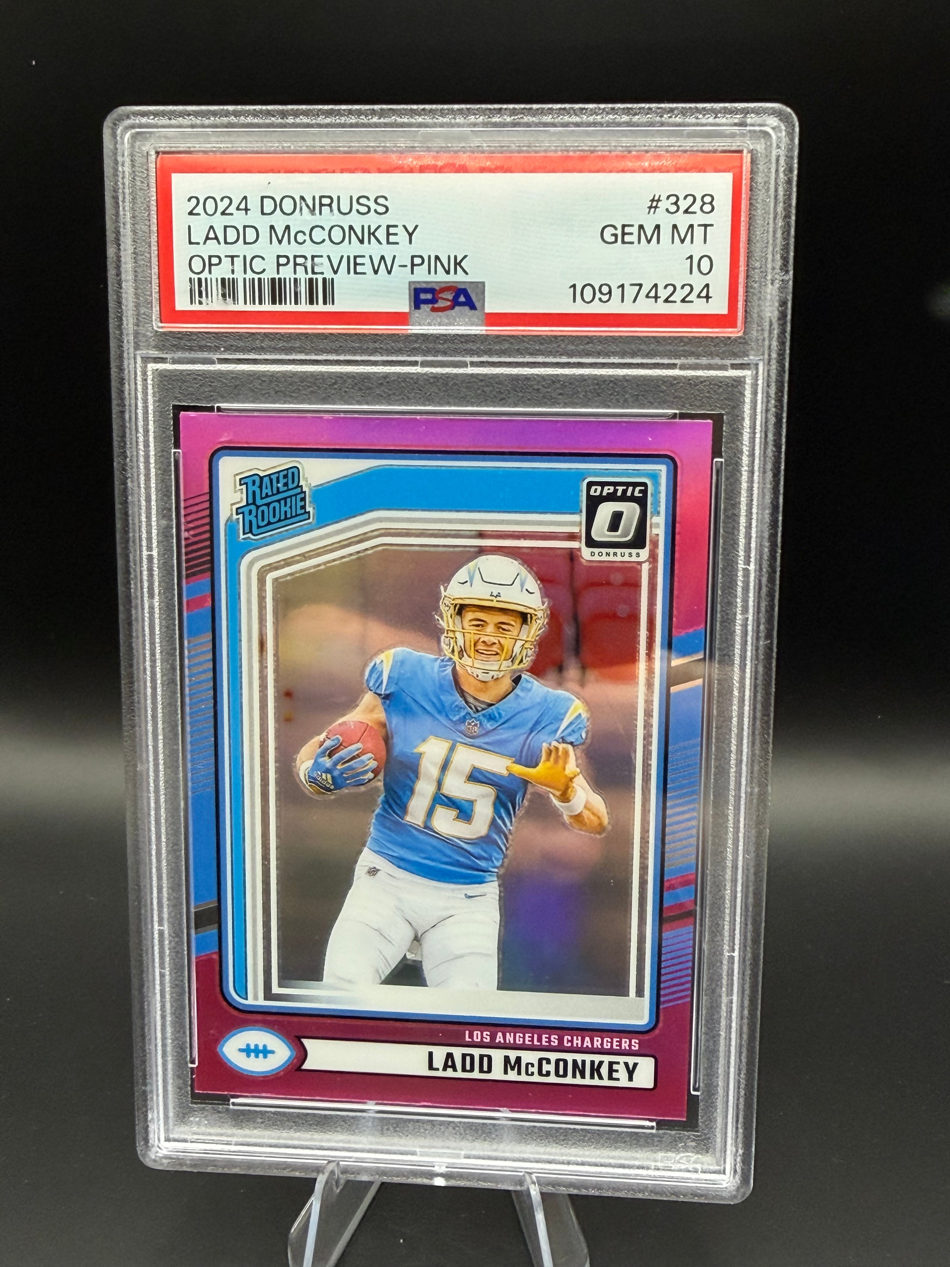 2024 Donruss Ladd McConkey Optic Preview-Pink RC