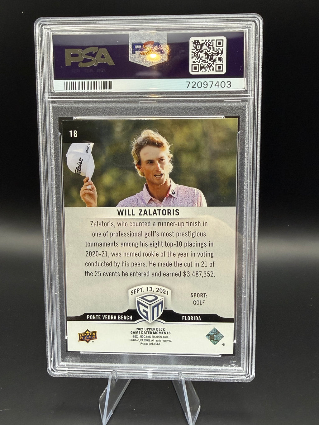 2021 UD Game Dated Moment Will Zalatoris