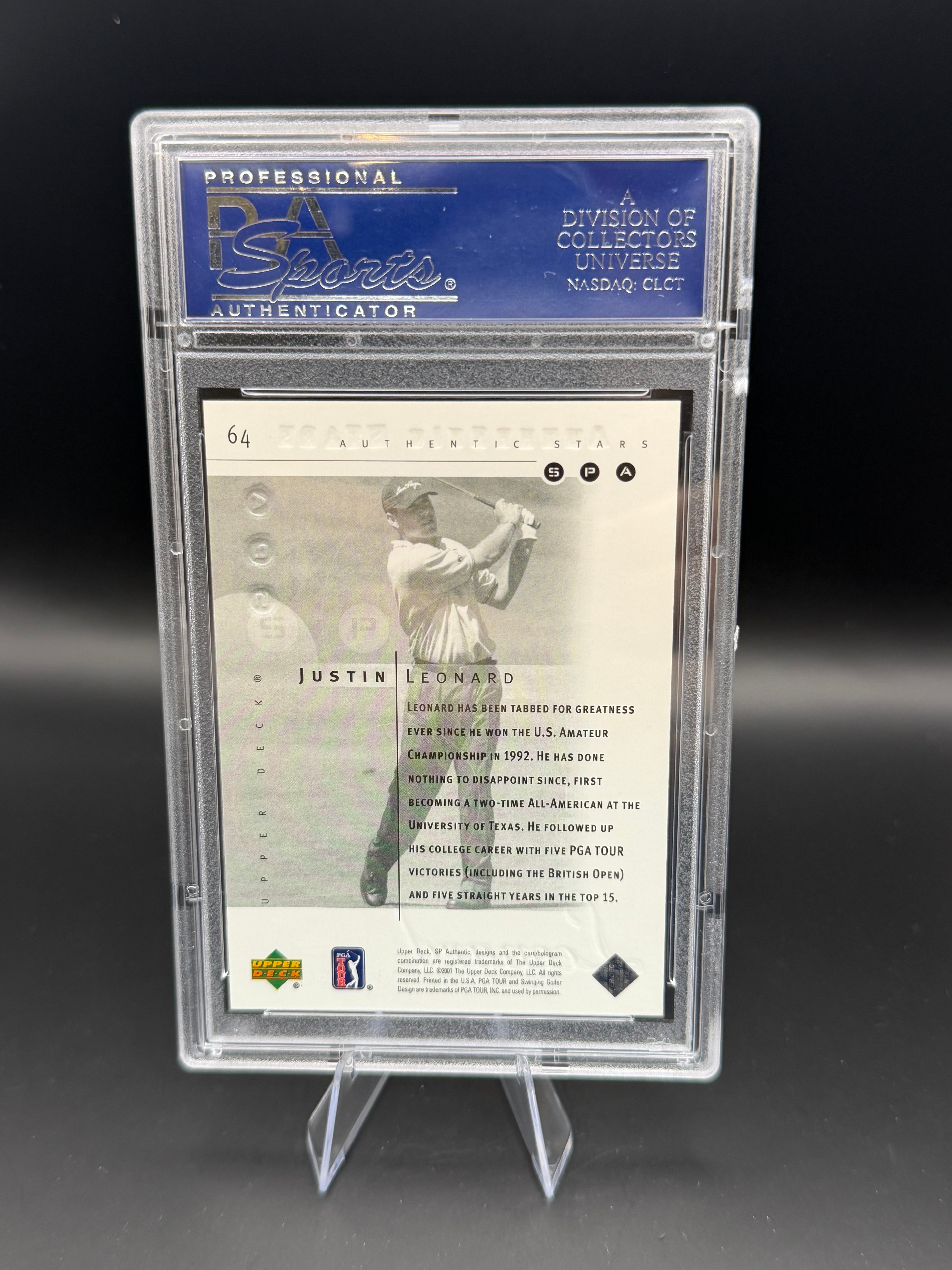 2001 SP Authentic Golf Justin Leonard /2999