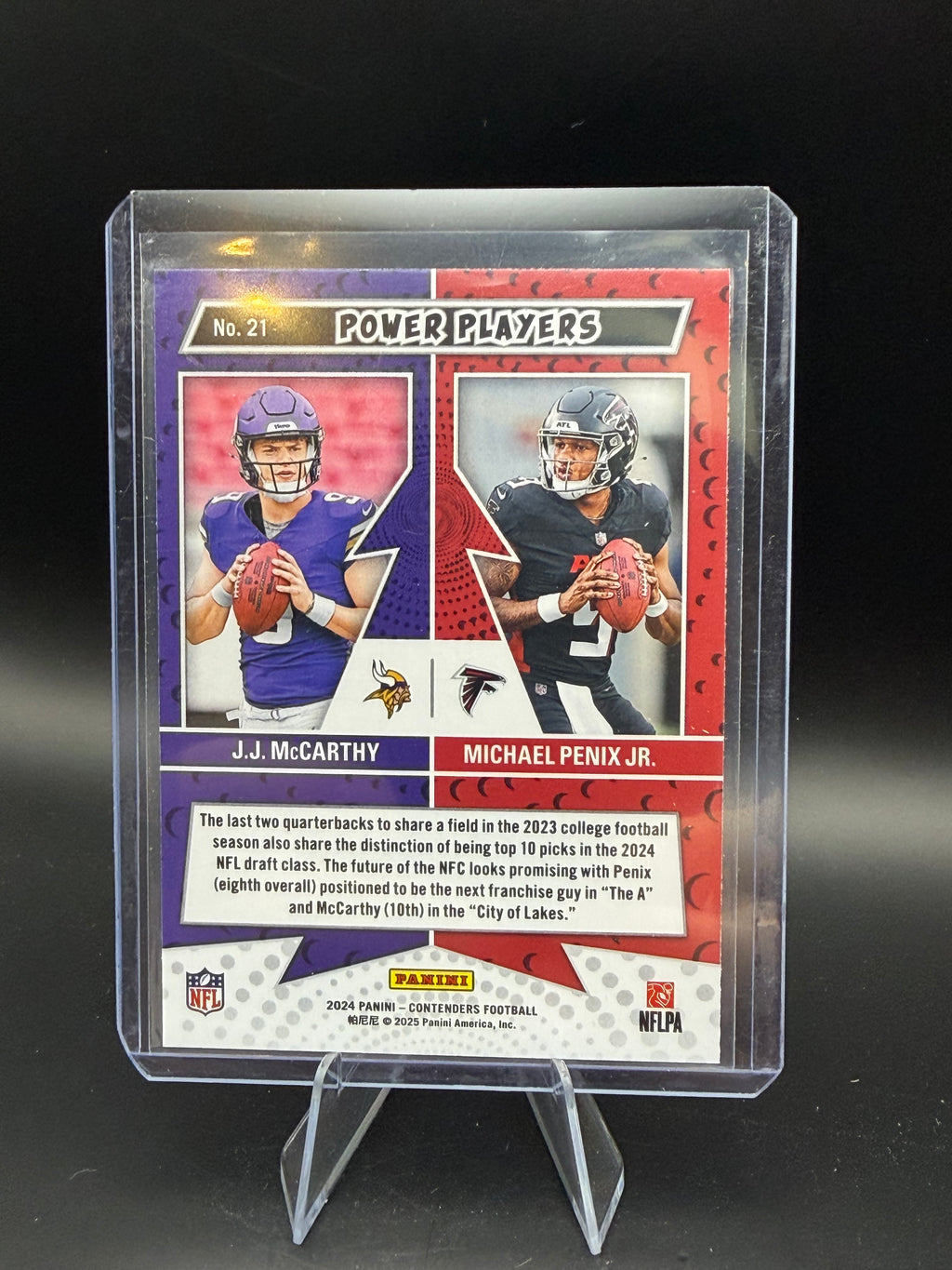 2024. Panini Contenders Power Rookie JJ McCarthy/Michael Penix Jr RC