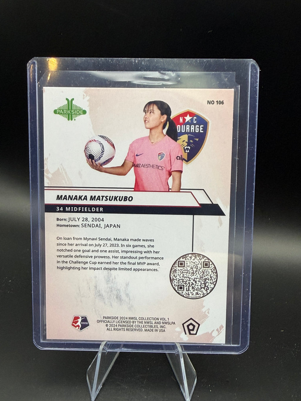 2024 Parkside NWSL Vol 1 Manaka Matsukubo IP Auto