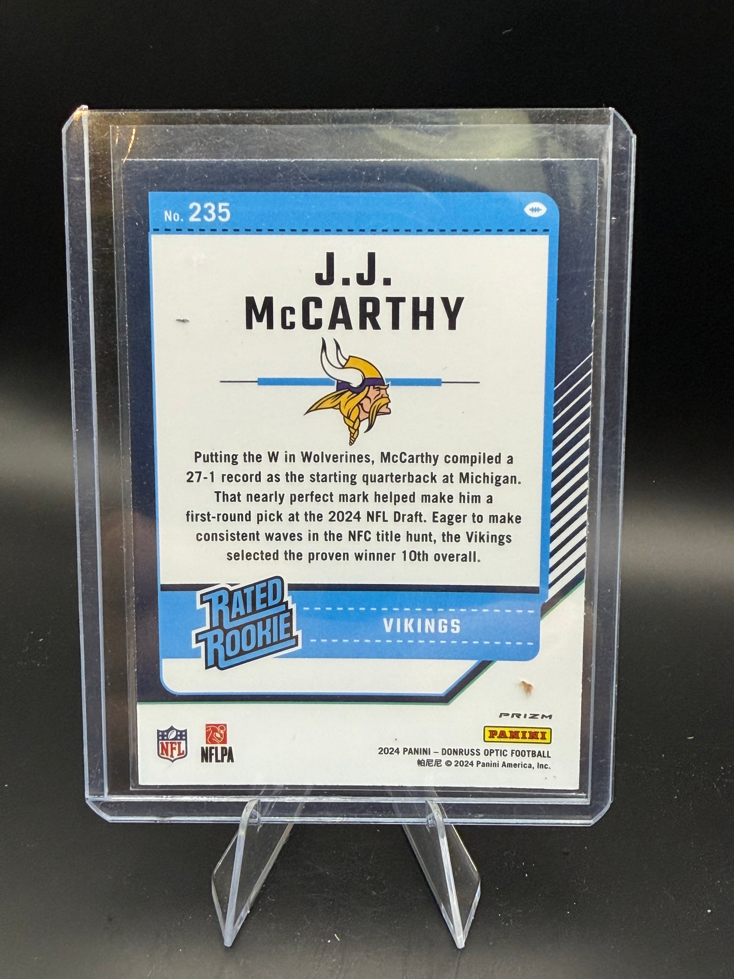 2024 Donruss Optic Green Velocity Rated Rookie JJ McCarthy RC