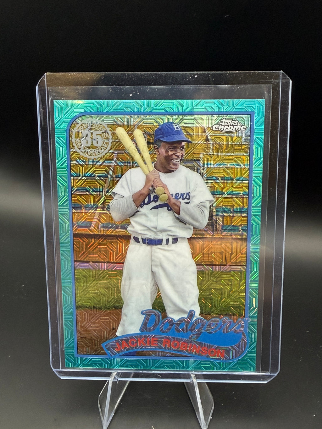 2024 Topps Chrome 1989 35th Anniversary Mojo Aqua Jackie Robinson /199