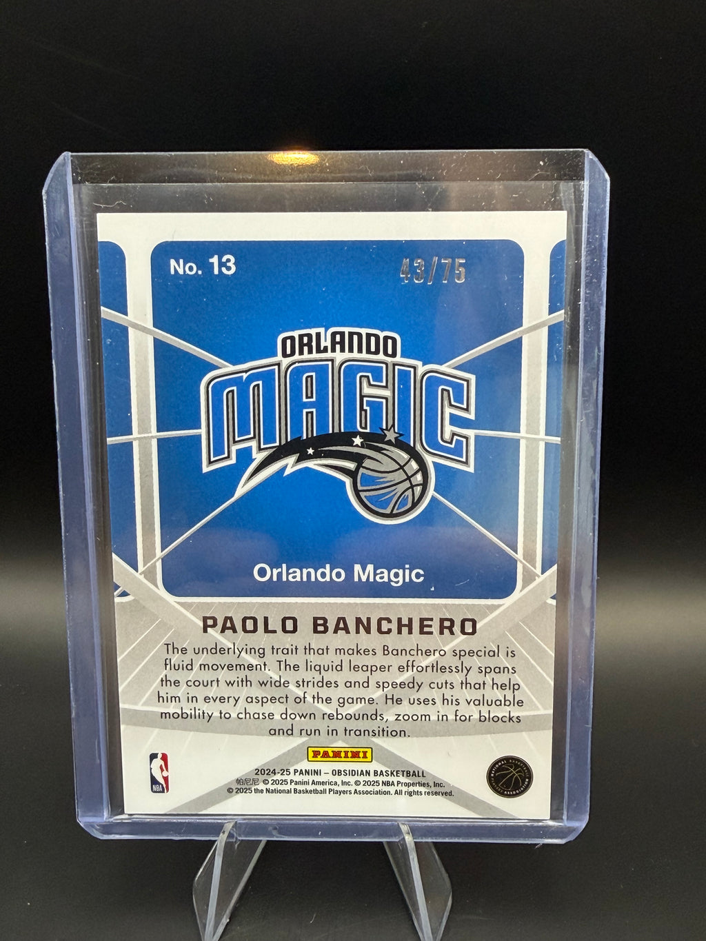 2024-25 Panini Obsidian Atomic Initials Purple Paolo Banchero /75