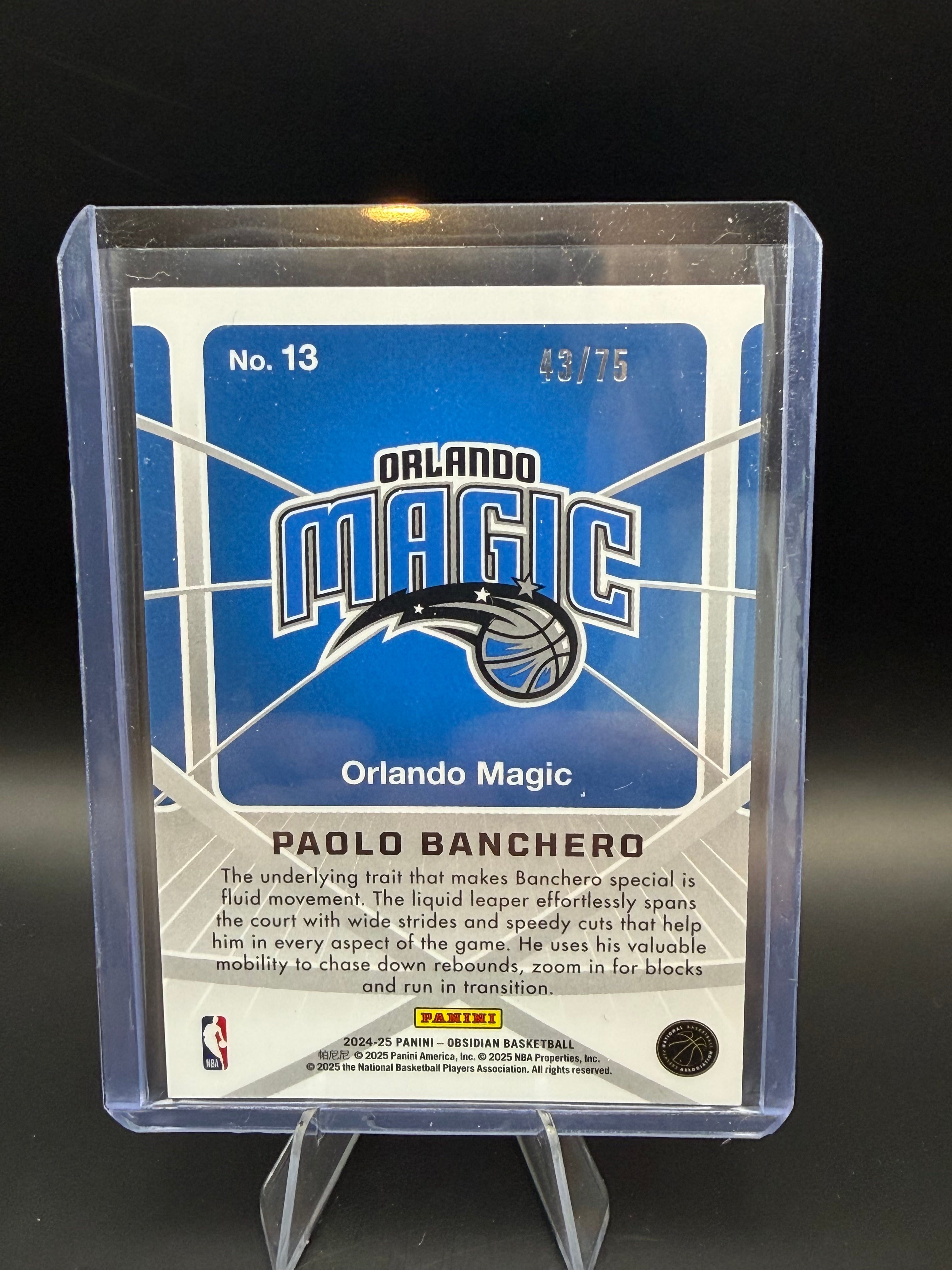 2024-25 Panini Obsidian Atomic Initials Purple Paolo Banchero /75