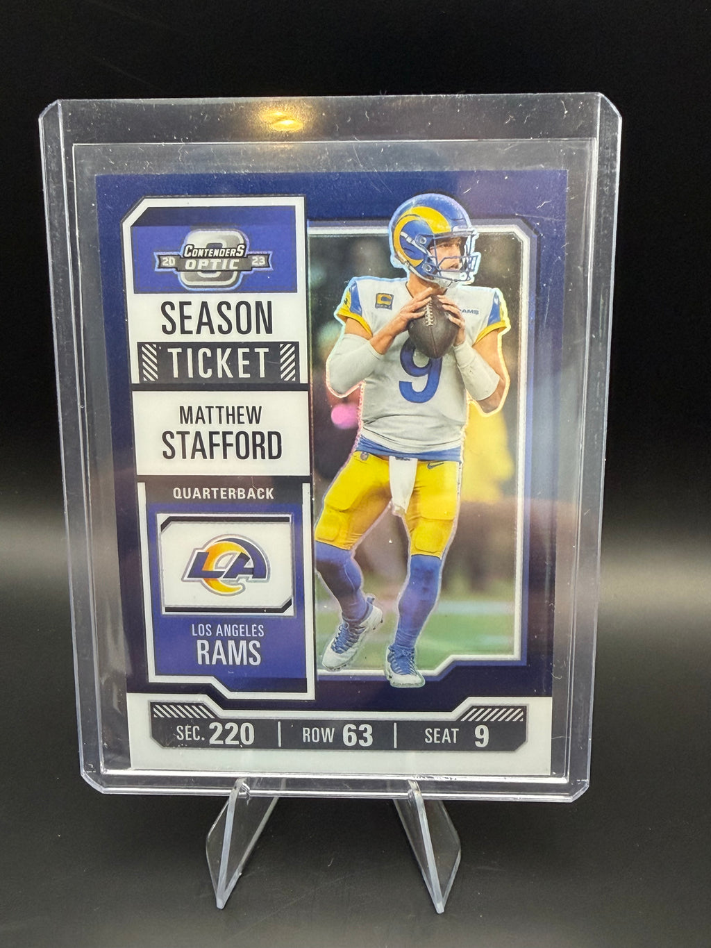 2023 Contenders Optic Season Ticket Blue Prizm Matthew Stafford /99