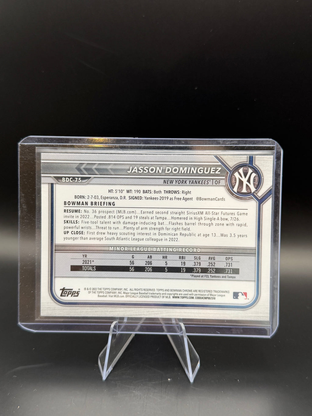 2022 Bowman Chrome Draft Blue Sky Jasson Dominguez