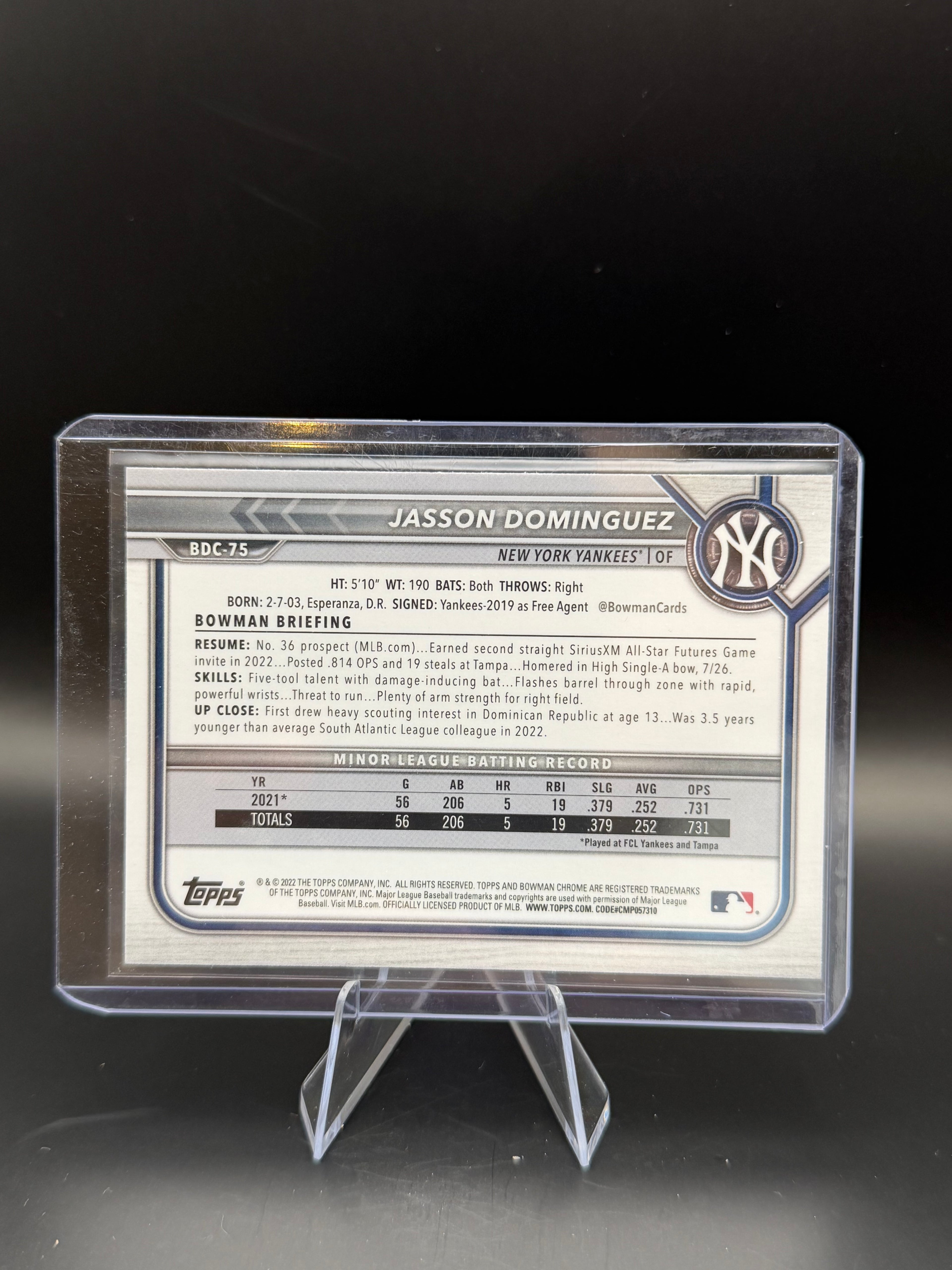 2022 Bowman Chrome Draft Blue Sky Jasson Dominguez