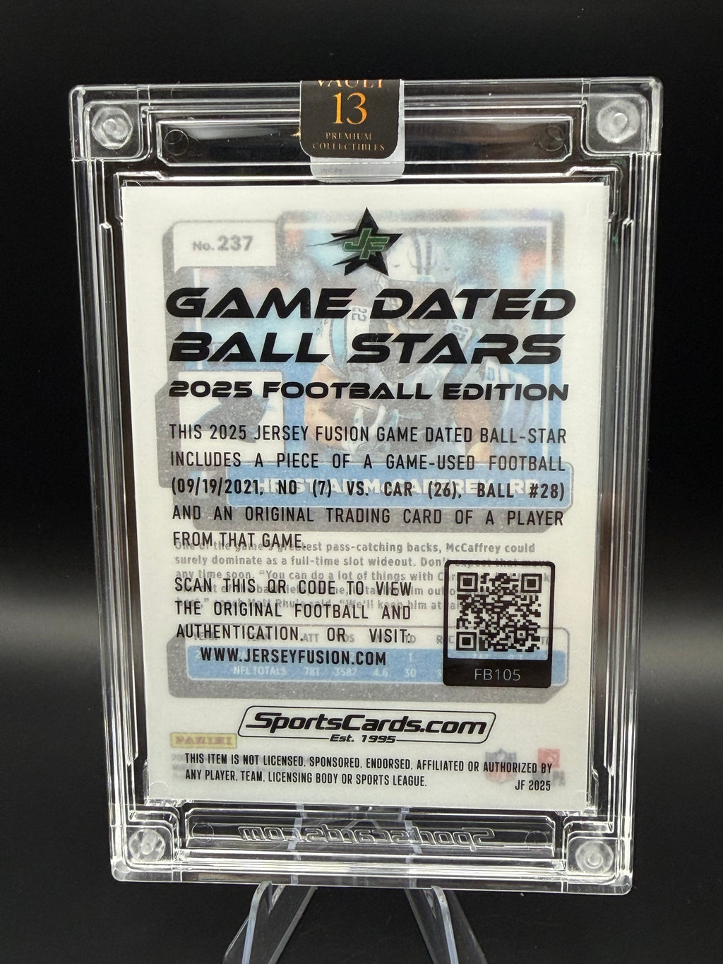 2025 Donruss Game Used Patch Press Proof Christian McCaffrey /62