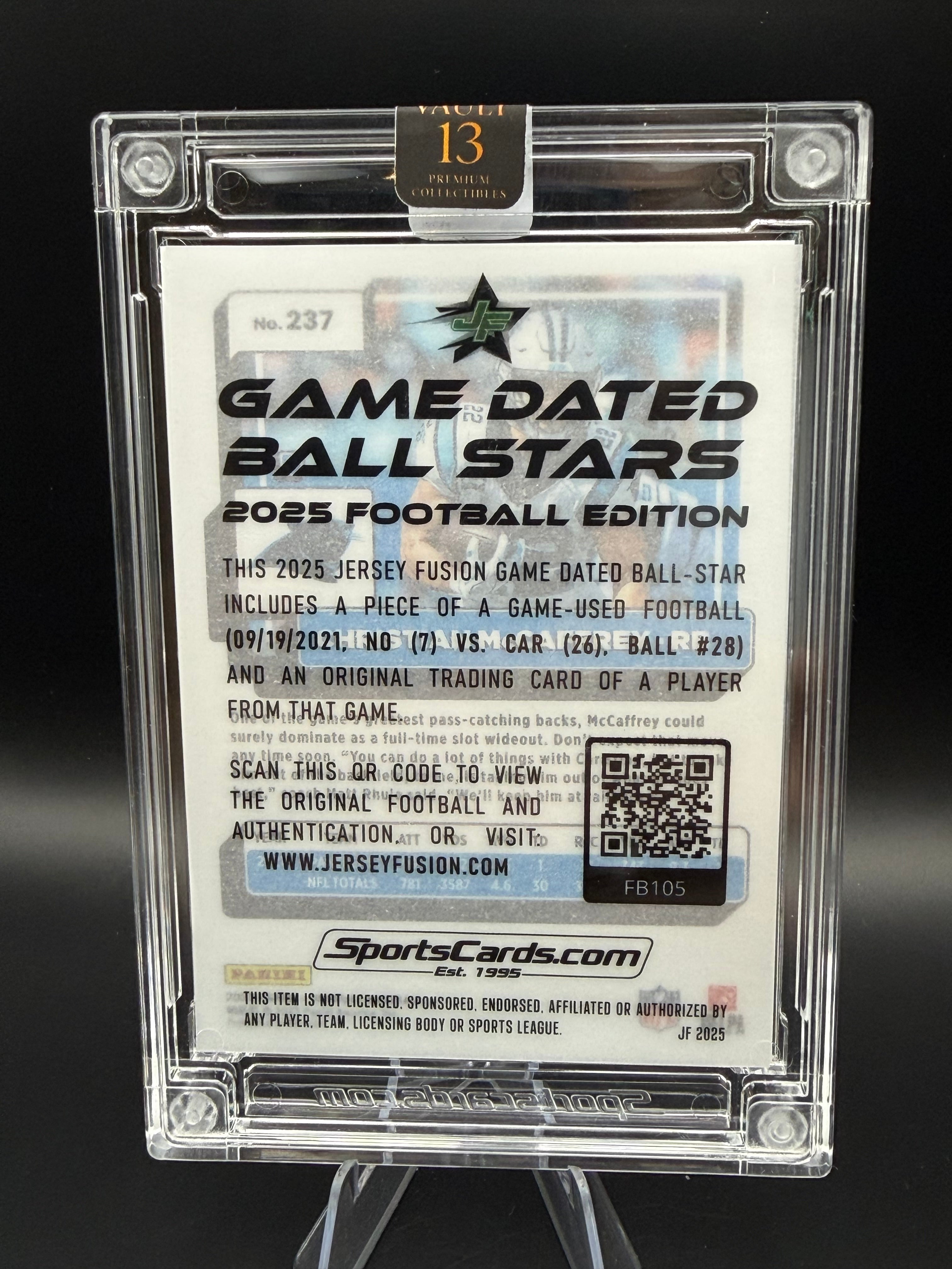 2025 Donruss Game Used Patch Press Proof Christian McCaffrey /62