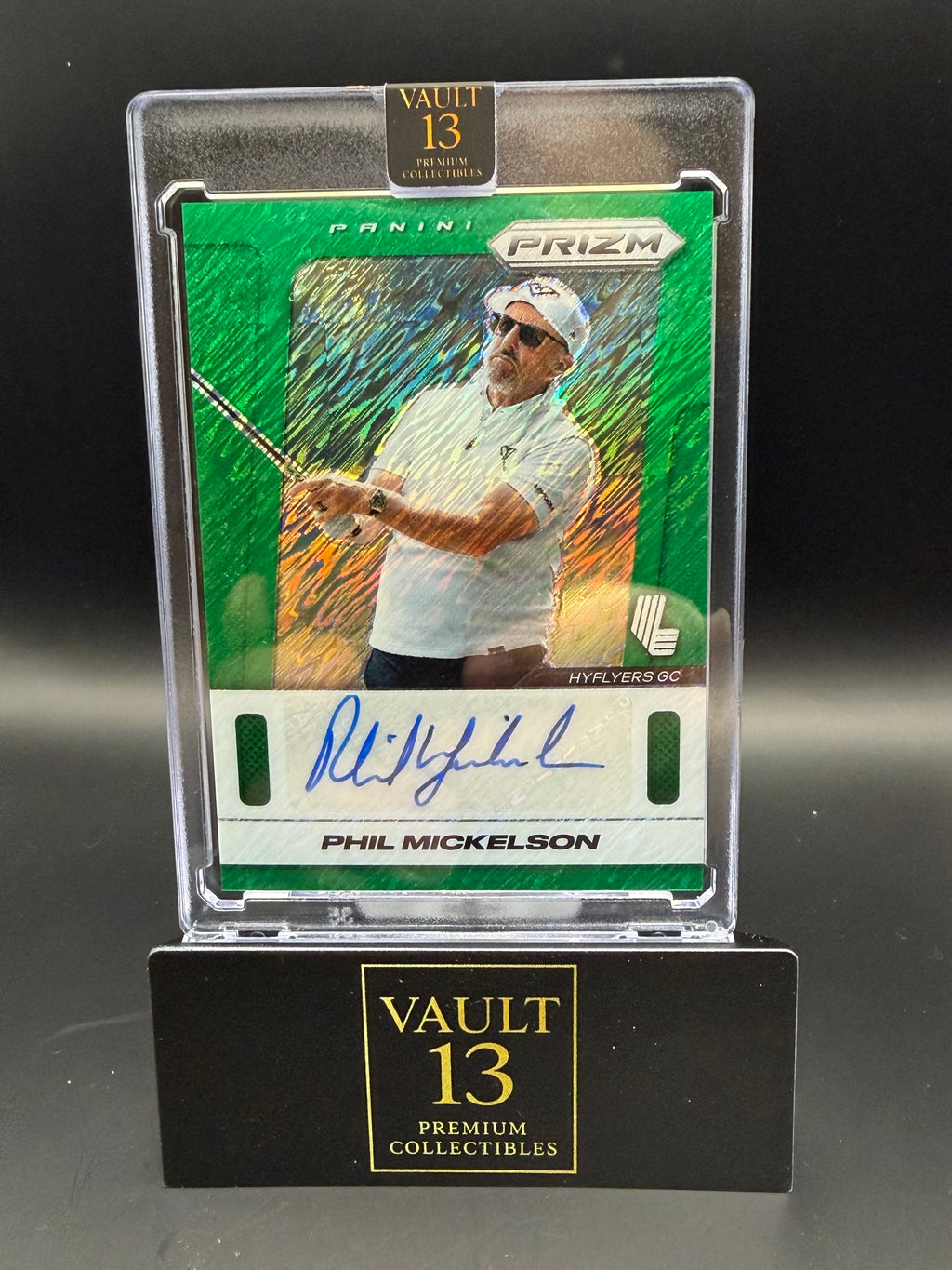 2025 Panini Prizm LIV Golf Throwback Auto FOTL Green Shimmer Phil Mickelson /17